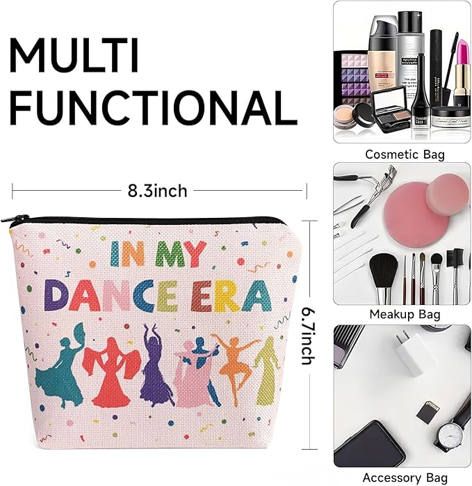 My Dance Era Canvas Zipper Cosmetic Bag, Small Makeup Bag for Women, Friends, Daughter, Sister for Dancers, Dancer Birthday Gifts for Girls (Pink)