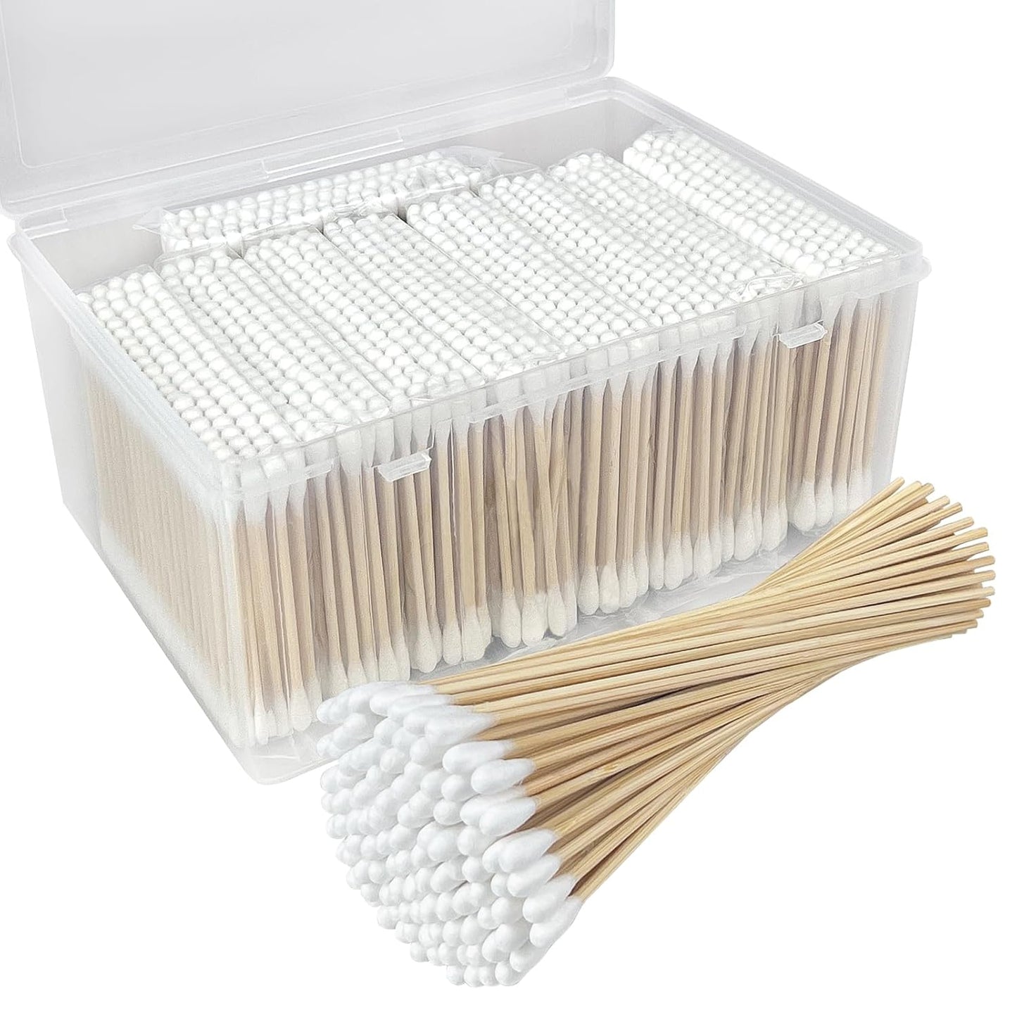 eyxformula 1000 Count Bamboo Cotton Swabs, Soft, Hypoallergenic, Sturdy, 900 Organic Cotton Ear Buds &100 6 Inch Long Swabs for Ear Cleaning, Makeup, Personal & Pet Care, Art & Crafts, Gun Cleaning