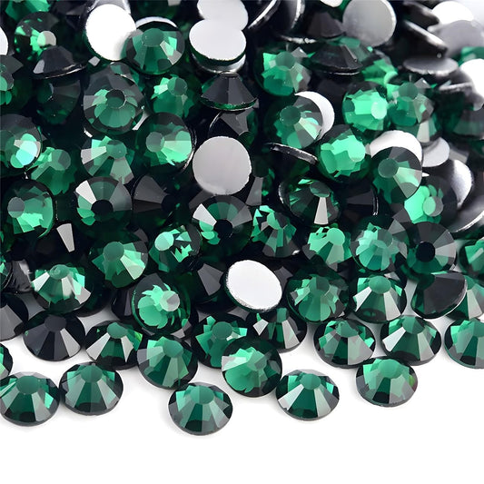 Flatback Rhinestones Round Gems for Nails Art and Crafts 620Pcs SS30 6mm Glitter Crystals Stone DIY Bags Clothes Shoes (Dark Green)