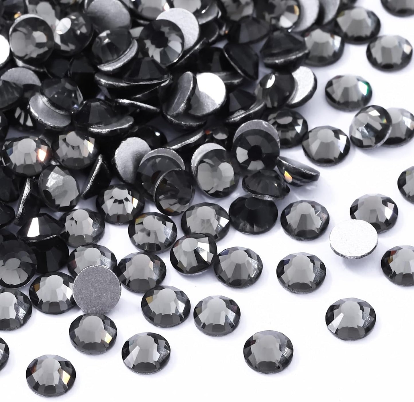 Gray Flatback Rhinestones, Glass Rhinestones for Nail Art and Craft, Glue Fix, Loose Crystal Gemstones(Gray, SS16, 1440pcs, 3.8-4.0mm)