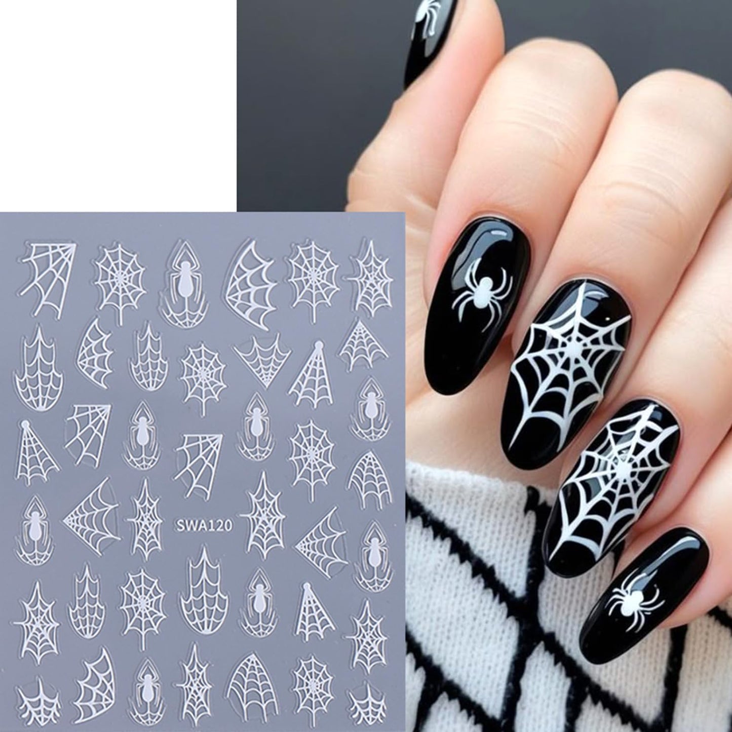 Halloween Nails Art Sticker Decals Multicolor Spider Web Nails Stickers Self-Adhesive Spider Nail Art Decal for Women Halloween Decor (5 Sheets)