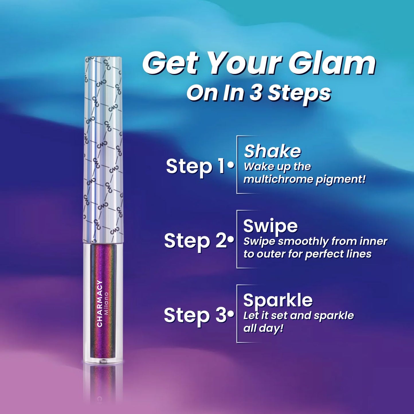 CHARMACY Chameleon Liquid Glitter Eyeliner, Highly Pigmented, Metallic Intense MultiColor Shifting waterproof Eyeliner, Ultra-Fine Tip, Longwearing, Smudge-proof,BROWN GOLD GREEN 901