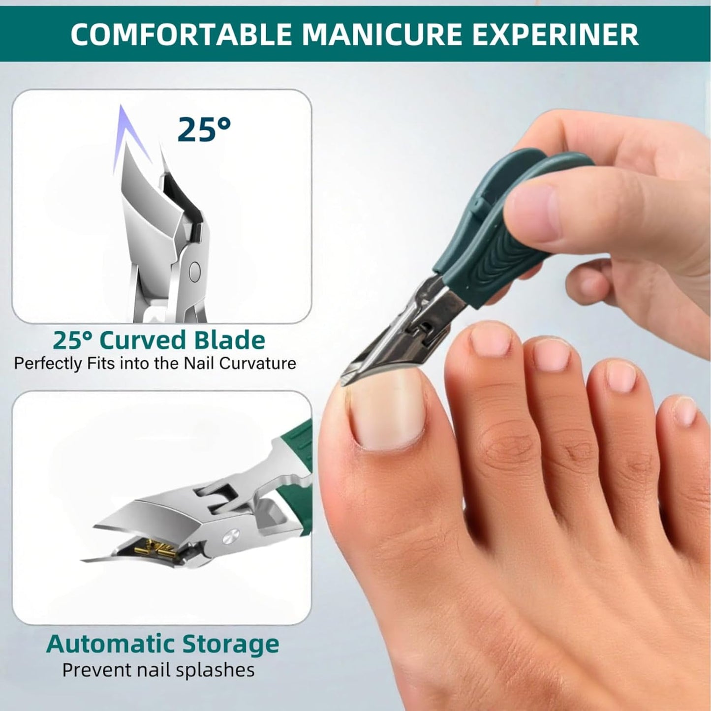 9-Piece Ingrown Toenail & Thick Nail Clipper, Eagle Beak Beveled Nail Clippers,Angled Nail Clippers,Suitable for Men,Women,and Comfort-Seeking Seniors at Home,in The Office,and During Travel (Green)