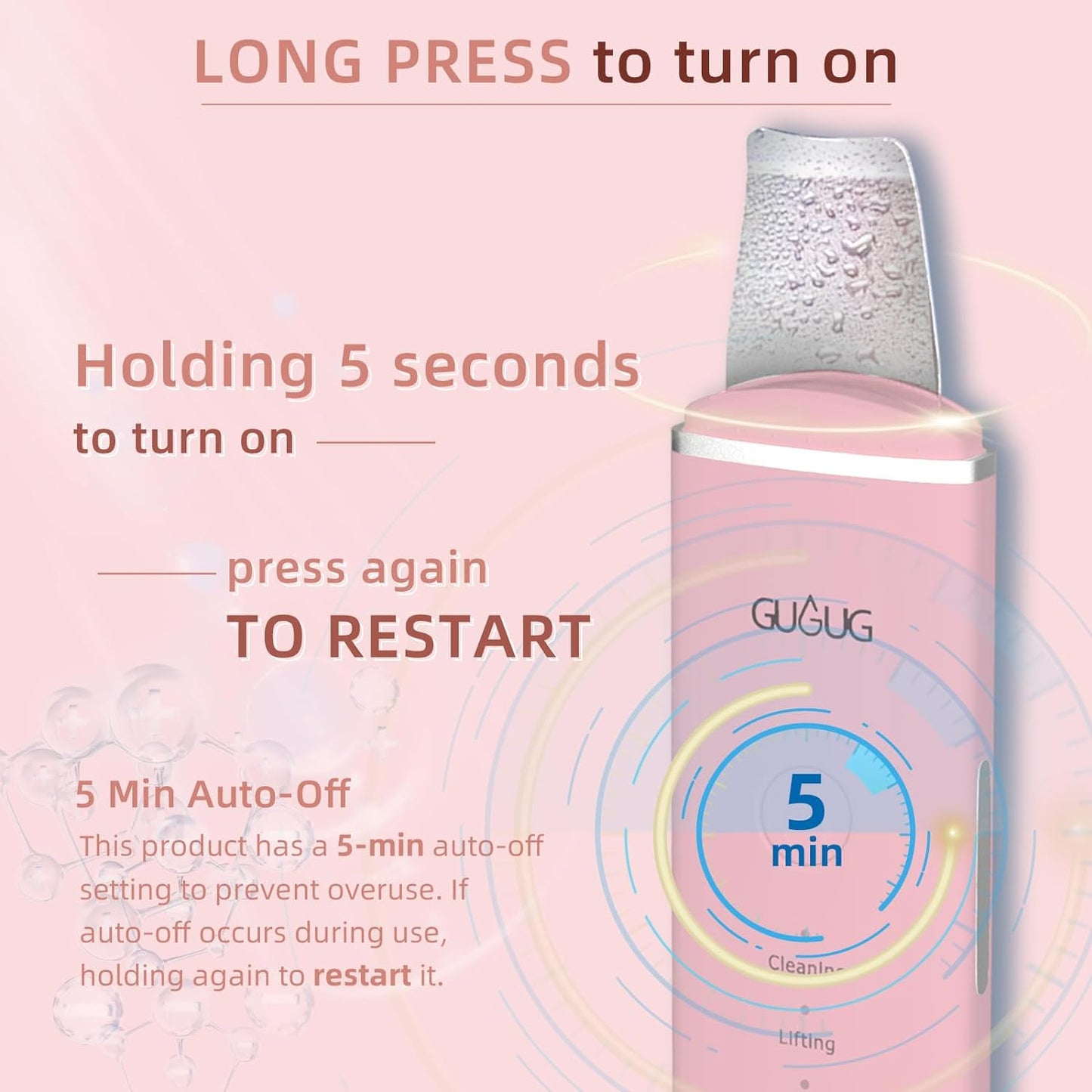 GUGUG Skin Scrubber Face Spatula Skin Spatula Pore Cleaner Blackhead Remover Tools for Facial Deep Cleansing-4 Modes, Pink