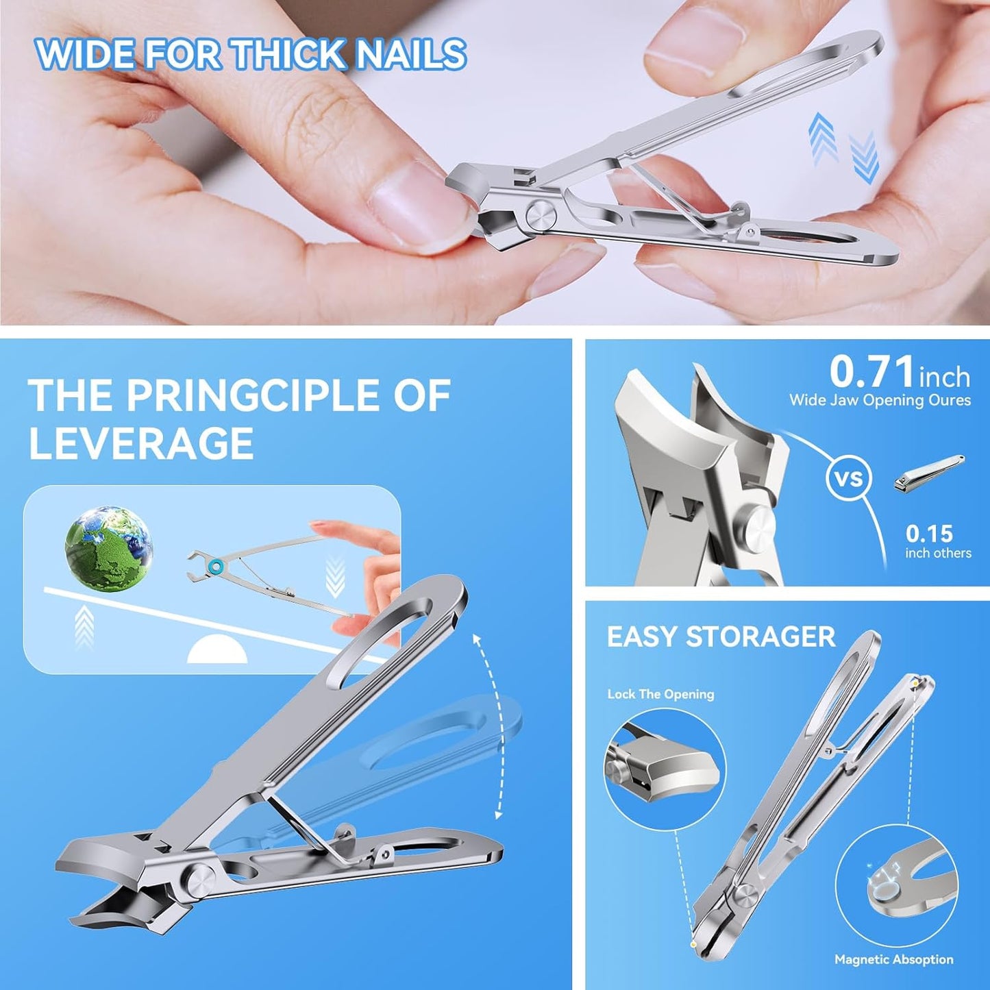 Toe Nail Clippers for Thick Nails for Seniors,Heavy Duty Toenail Clippers for Thick Ingrown Toenails,Professional Fingernail Clippers Set for Men Women,Pedicure Tools for Feet and Manicure Scissor Kit
