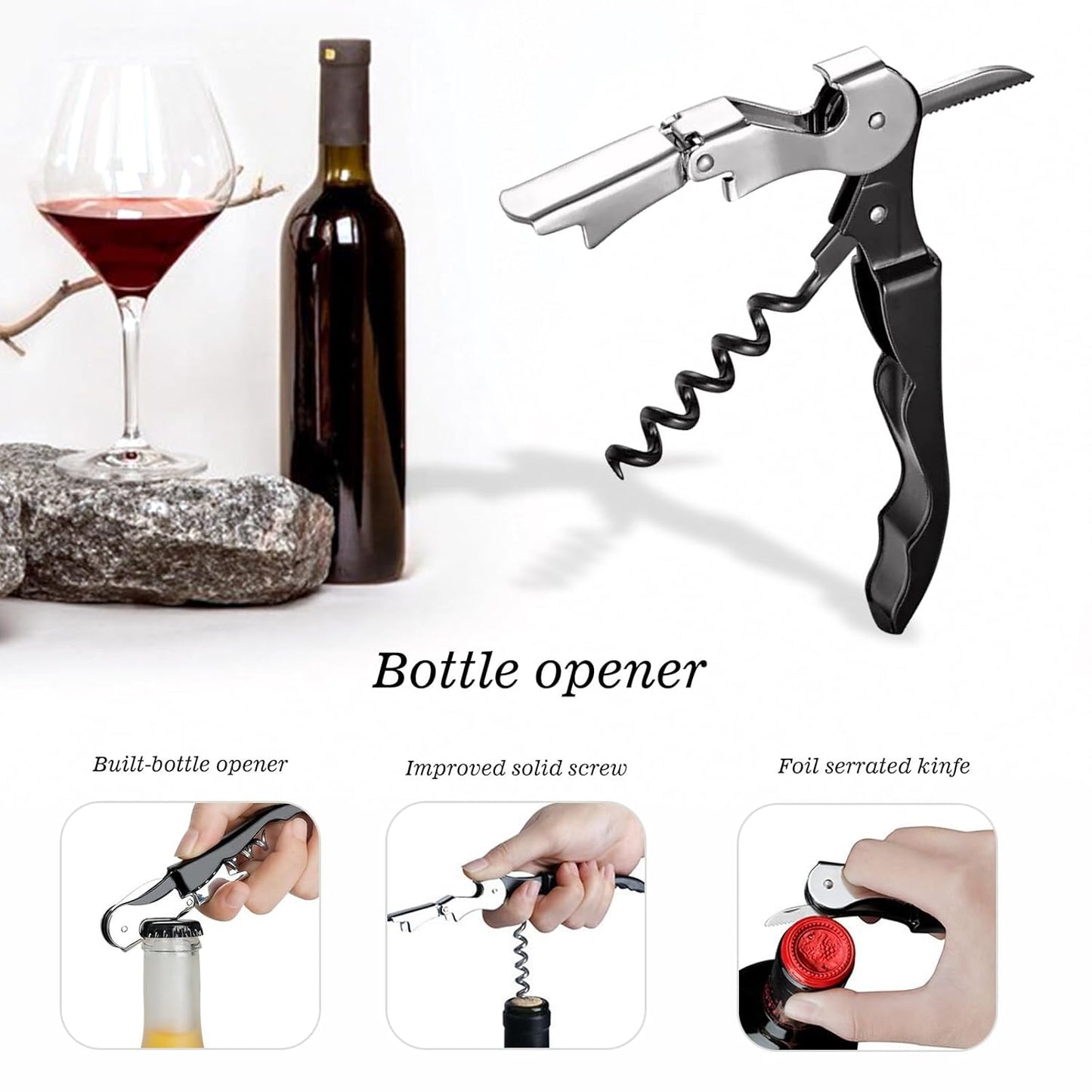 Manicure Set 5-Piece with PU Leather Case - Stainless Steel Nail Clipper Kit Includes Nail Clipper, Nail File,Tweezers, Ear Spoon & Wine Opener Tools for Home&Travel&Gift