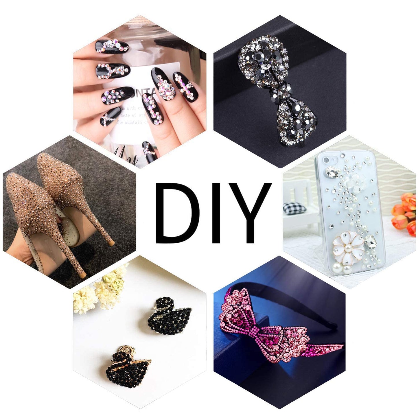 LPBeads 6000 Pieces Topaz and Lt Amethyst Non Hotfix Rhinestones 6 Sizes Round Crystal Glass Flat Back Rhinestones with Tweezers and Picking Pen for Nail Art Crafts Clothes Bags DIY