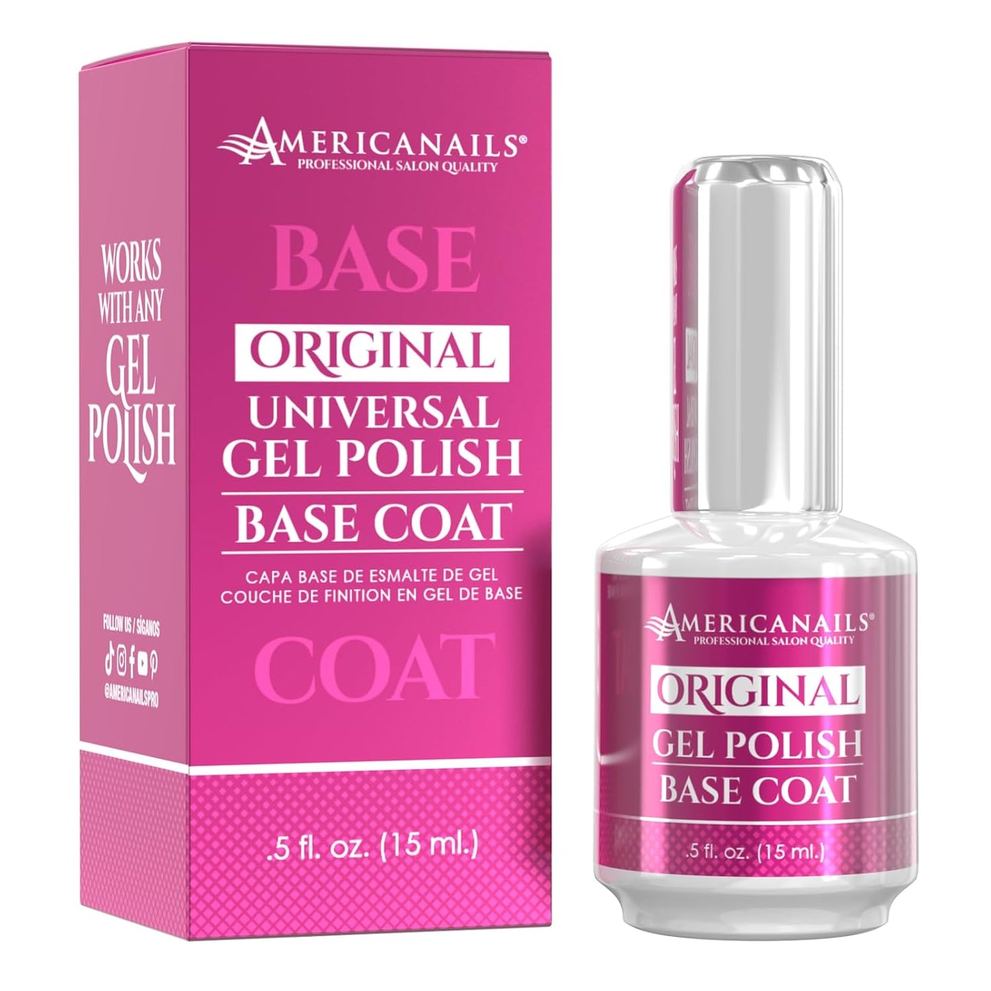 Americanails B1 Gel Polish Base Coat - Original Dual Cure Formula for Maximum Adhesion, Long Lasting, Soak Off UV LED Fast Drying Nail Gel Foundation (.5 oz)