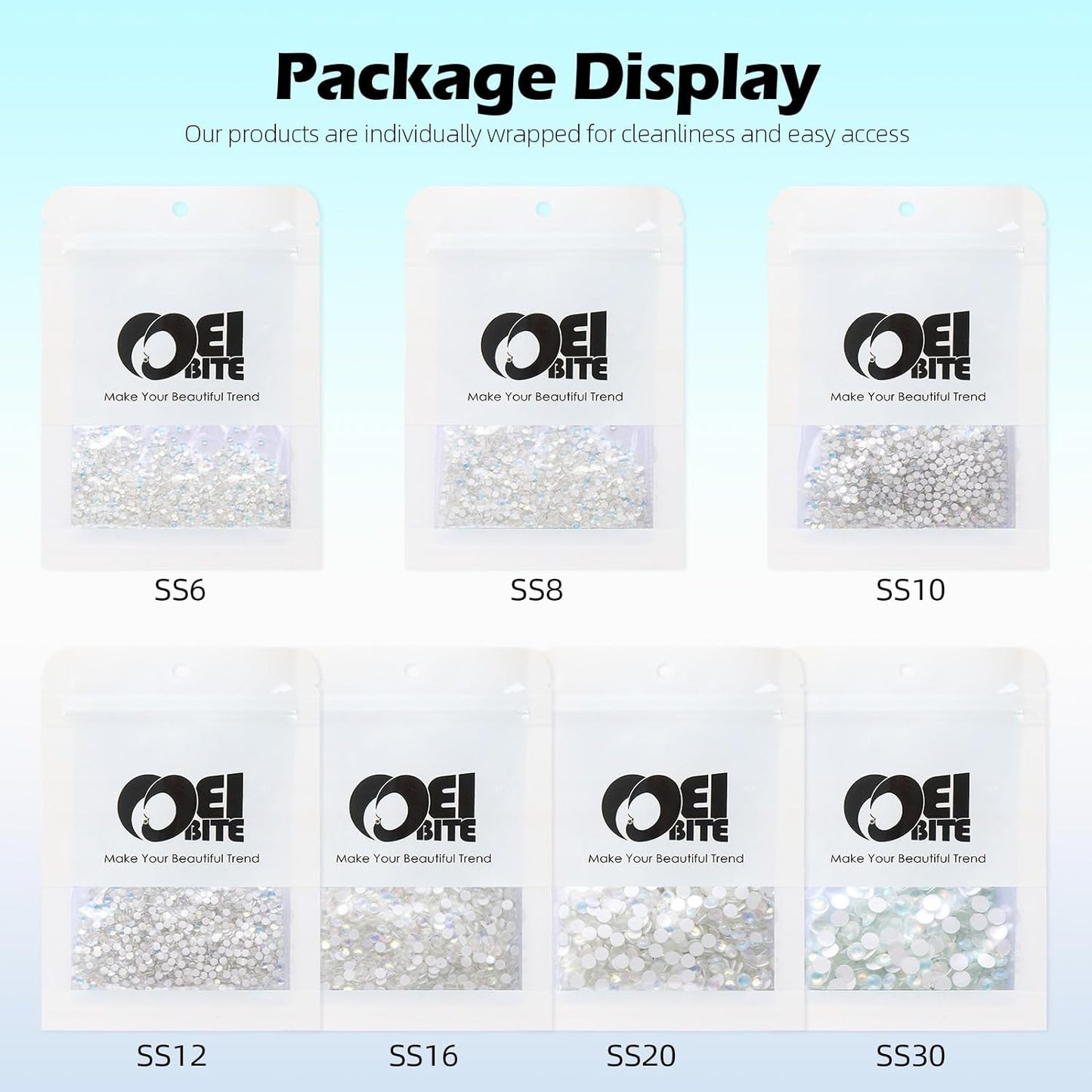 F White Flatback Rhinestones, Glass Rhinestones for Nail Art and Craft, Glue Fix, Loose Crystal Gemstones(F White, SS20, 1440pcs, 4.6-4.8mm)