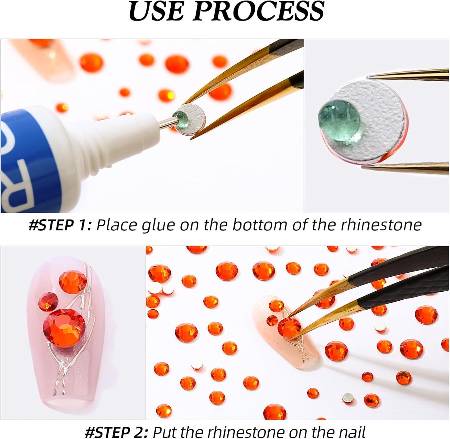 Hyacinth Flatback Rhinestones, Glass Rhinestones for Nail Art and Craft, Glue Fix, Loose Crystal Gemstones(Orange, SS16, 1440pcs, 3.8-4.0mm)