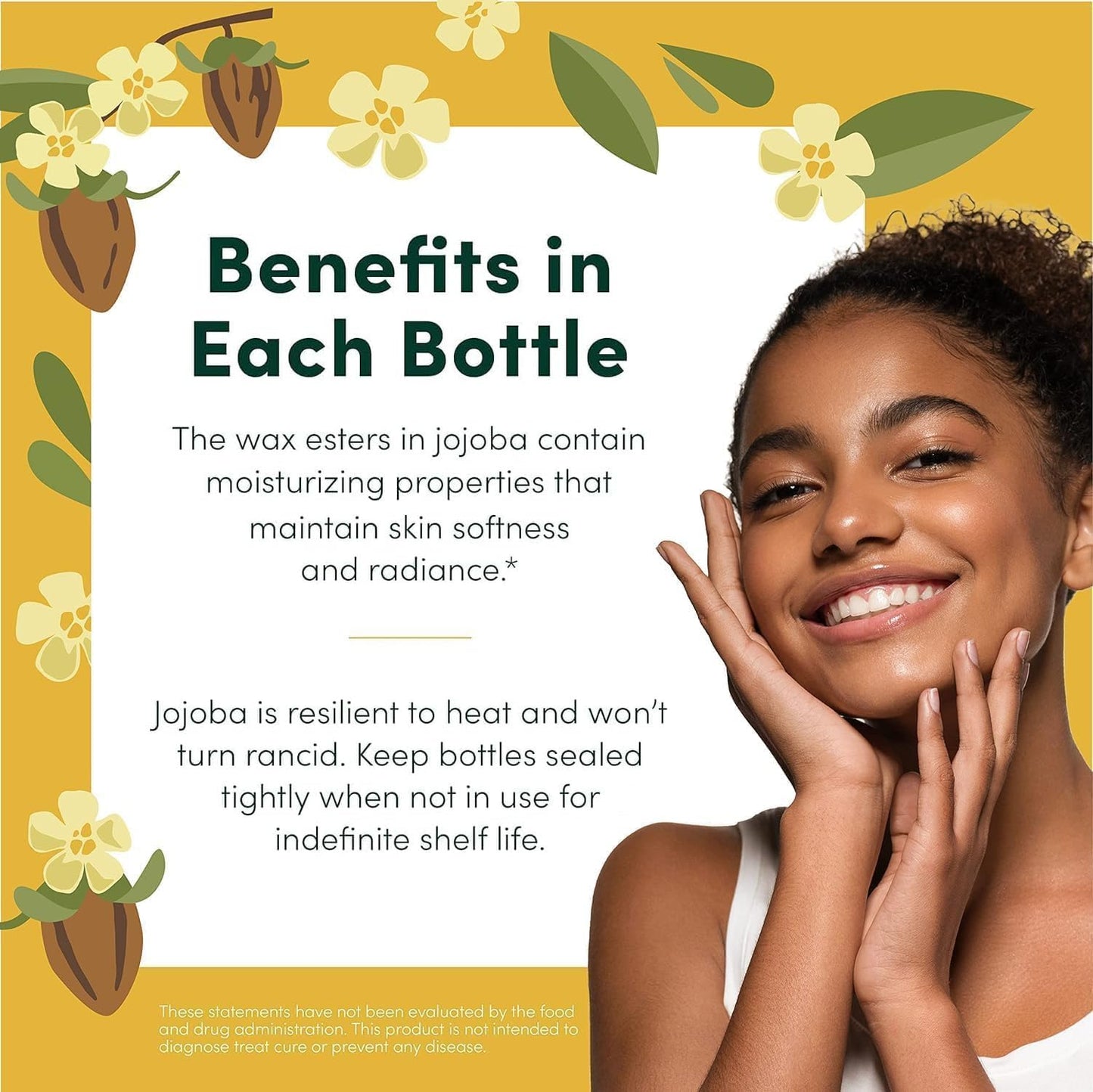 HobaCare Natural Organic Jojoba Oil for Hair, Skincare, Face, Body, Scalp, Nails, Beard Care, Skin Massage – Unrefined Carrier Oil – 100% Pure, Hexane Free, Moisturizing (8.45 oz)