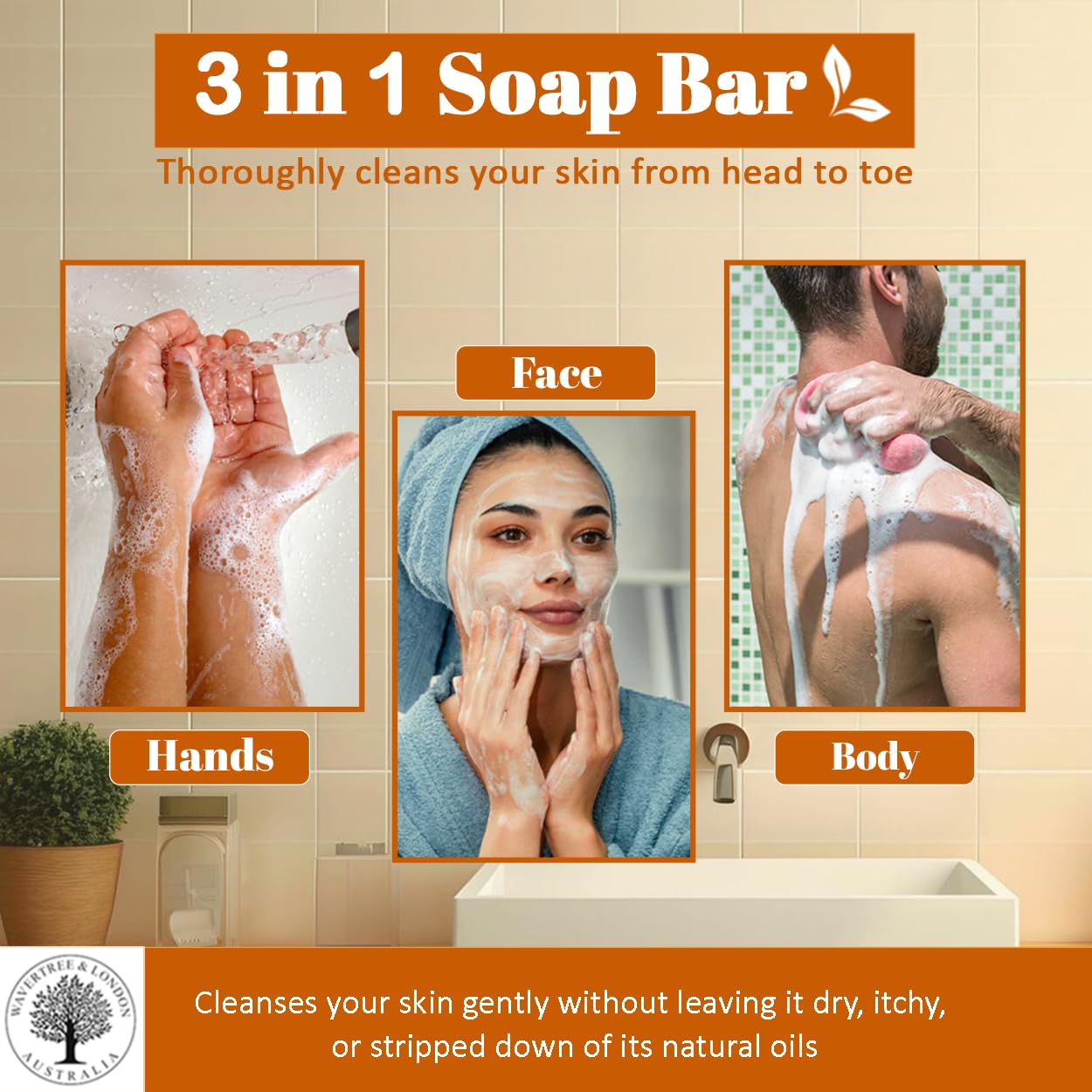 Wavertree & London Peach Bellini Scented Natural Soap (8 Bars), 7oz Moisturizing French Triple Milled Soap Bars enriched with shea butter - Pure Plant Oil Bath & Body Bars for All Skin Types