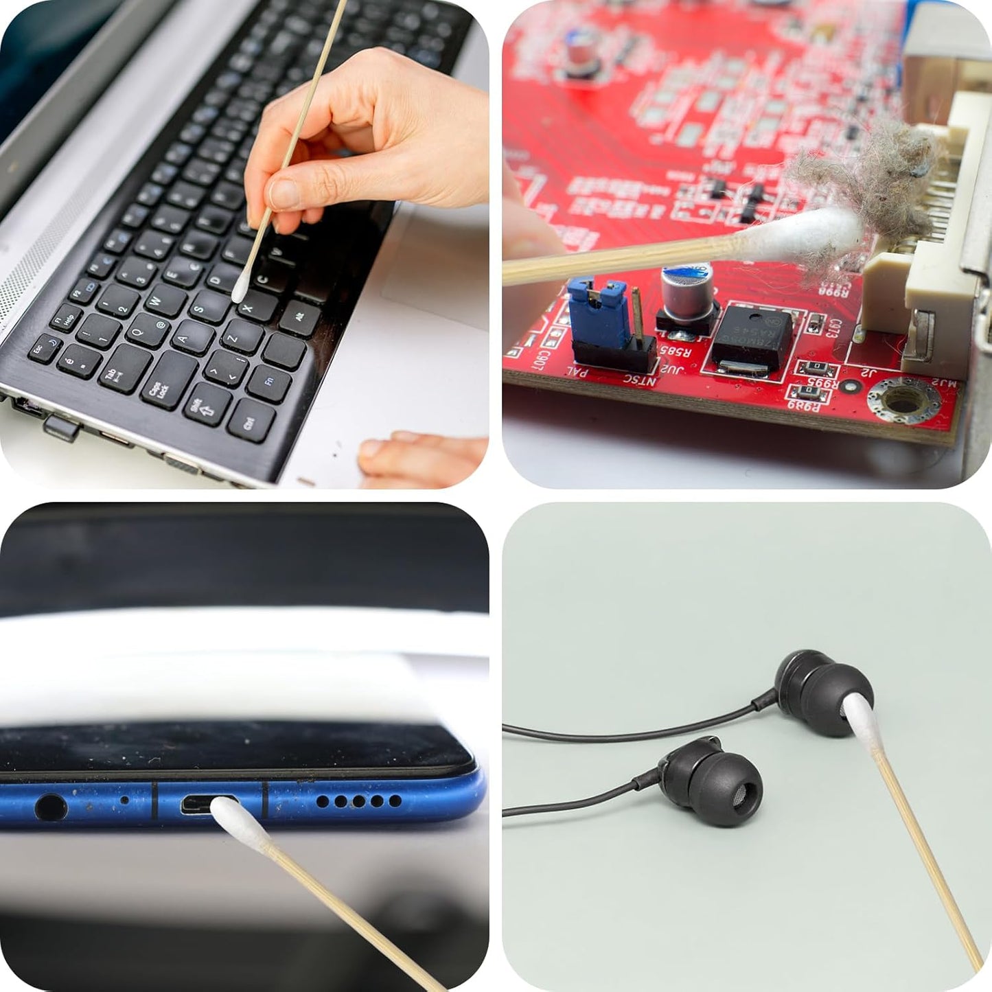 Gun Cleaning Swabs, Dual - Ends Tips, 6 Inch Gun Cleaning Supplies, Long Cotton Swabs with Bamboo Sticks in A Storage Case for Gun Cleaning and Maintenance