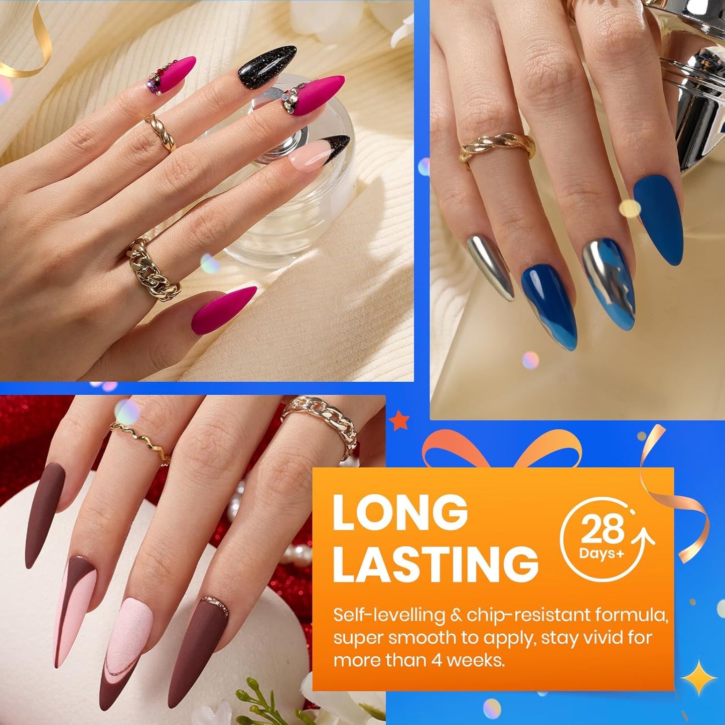 beetles Gel Polish Kit, Nude Gray Pink Blue Burgundy Glitter Gel Polish Set Modern Muse Collection with 3Pcs Base Matte Glossy Top Coat Soak off Uv Gel for Women