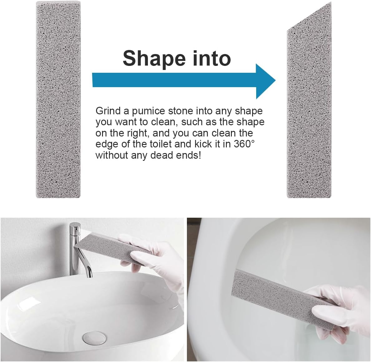 Herda 10 Pack Pumice Stone for Toilet Bowl Cleaning, Powerfully Pumice Stick for Cleaning Hard Water Rings, Calcium Buildup, Rust, Pumice Bar for Toilets, Bathtubs, Grills, Swimming Pools, Sinks