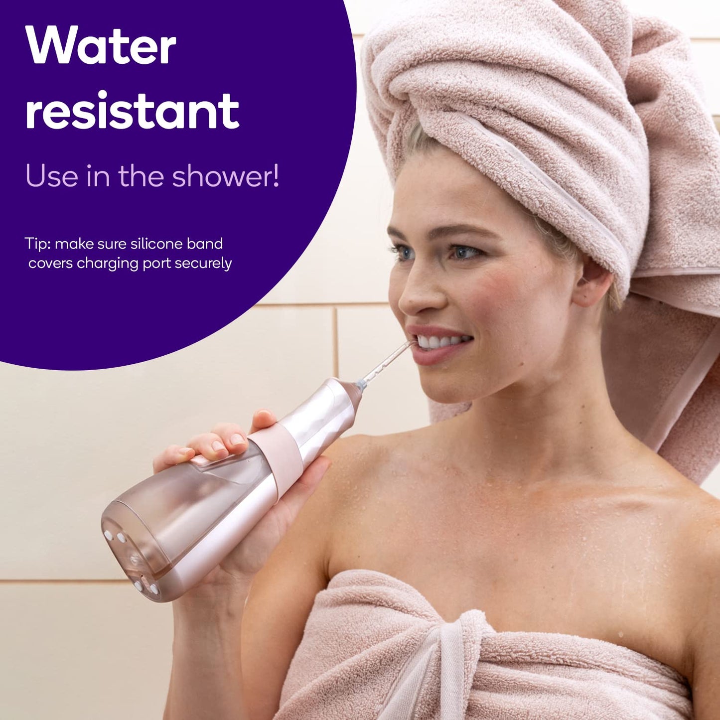 Burst Electric Water Flosser for Teeth Cleaning (3 Modes/Black) | Cordless | Plaque Removal Between Braces & Dental Work | Portable Floss | Refillable 110mL Tank