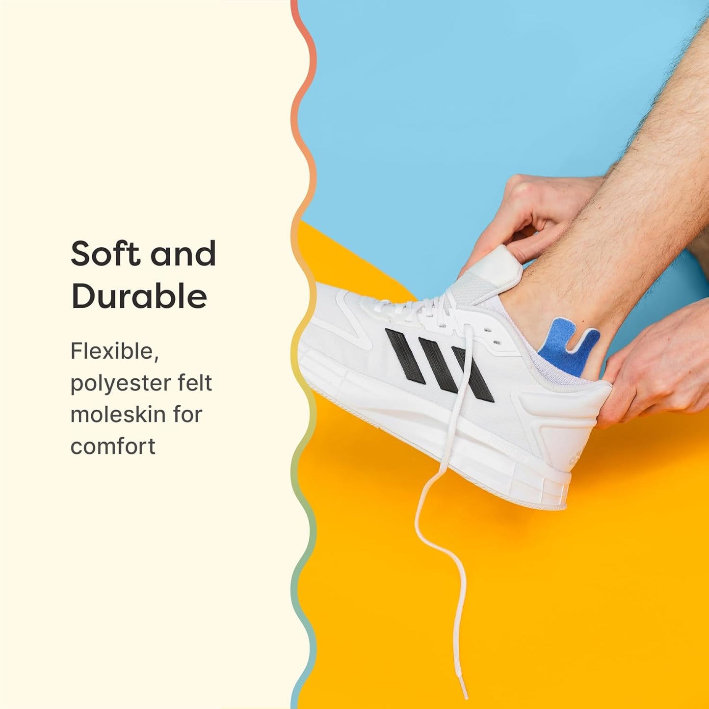 ZenToes Callus Pads | U-Shaped Design Moleskin Blister Pads | Self-Stick Adhesive Felt All Day Comfort Cushions for Calluses and Corns | Reduce Pressure and Friction | 18 Count (Blue/Green/Orange)