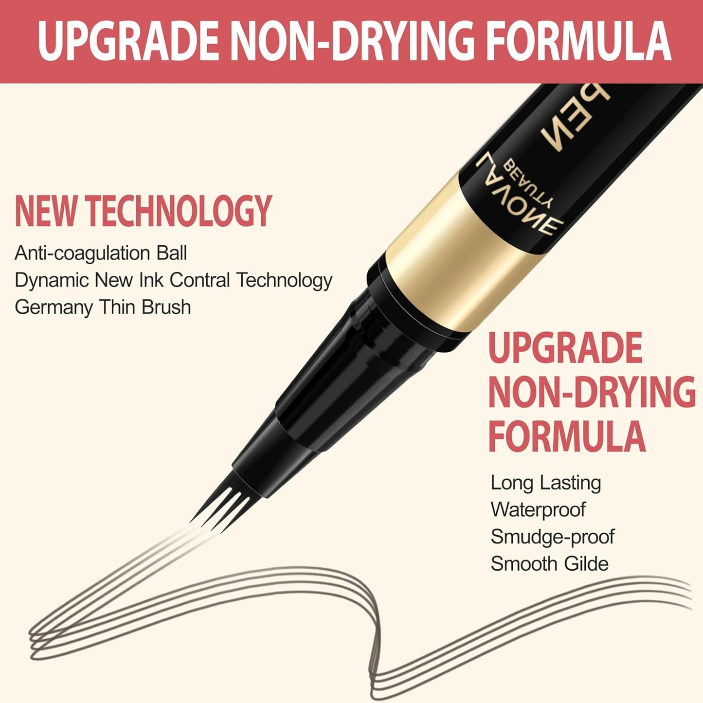 LAVONE Eyebrow Pen, 2-in-1 Eyebrow Pencils for Women with 4 Tip Microblading Eyebrow Pencil and Curved Precise Brow Pencil, Waterproof Eyebrow Pencil Create Full, Natural Hair-Like Brows, Medium Brown