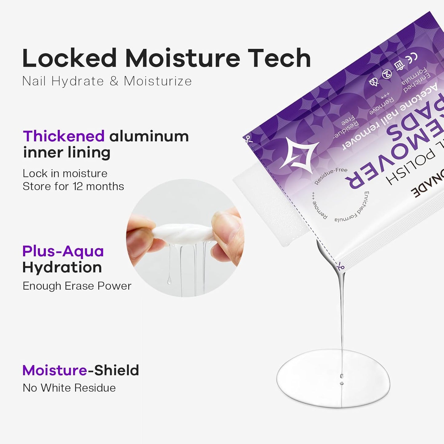 Nail Polish Remover Pads: 50 Pack Bulk Set Acetone Nail Polish Remover Wipes Individually Wrapped - Rapidly Remove Gel Polish & Fingernail Polish Travel Kit for Home & Salon