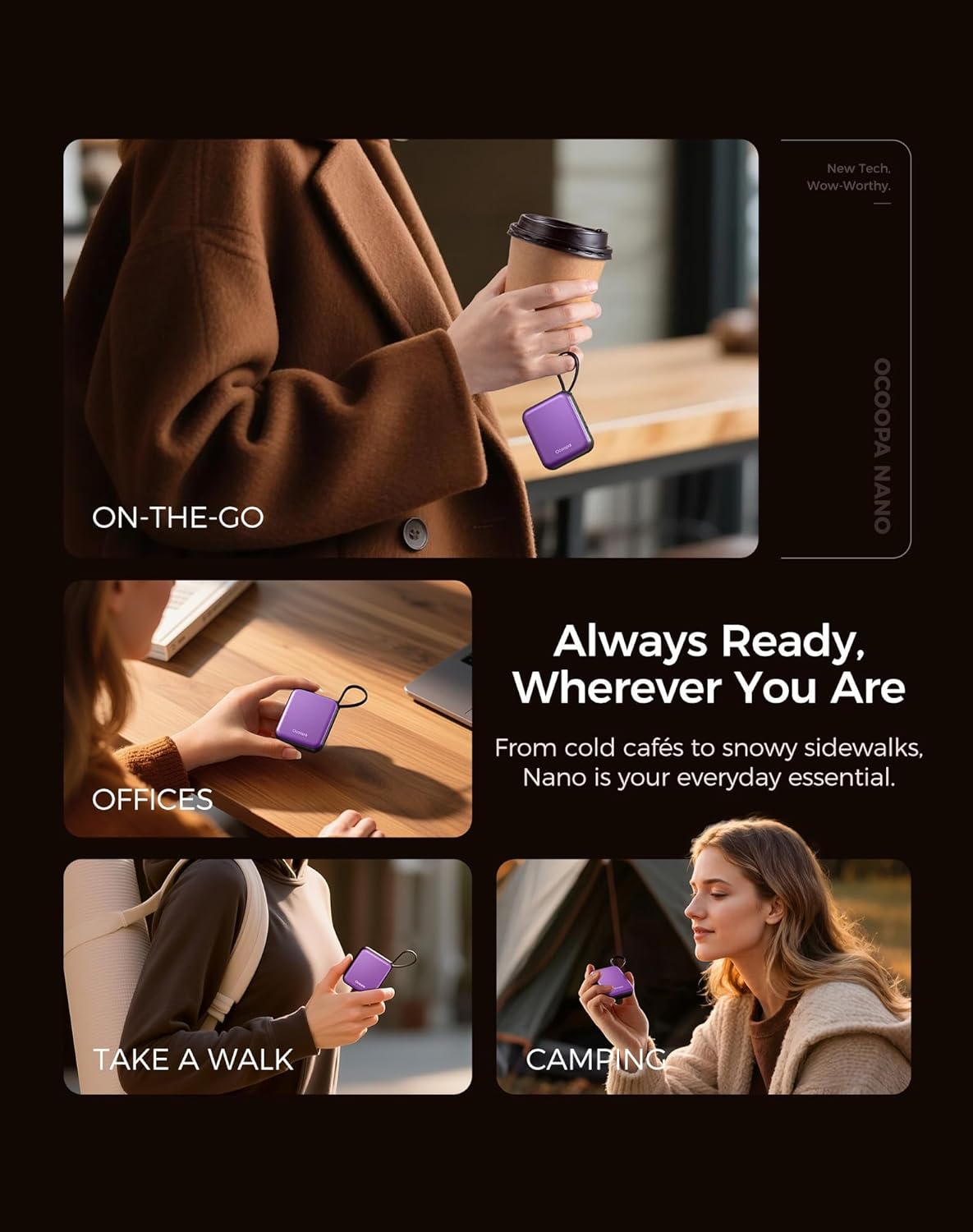 Ocoopa Hand Warmers Rechargeable UT5 Nano – Slim Electric Pocket Heater, Smart Temp Control, 14Hrs Battery, UL Safety, Artists in Bloom Design, Practical Gifts for Women, Christmas, Outdoor, Office