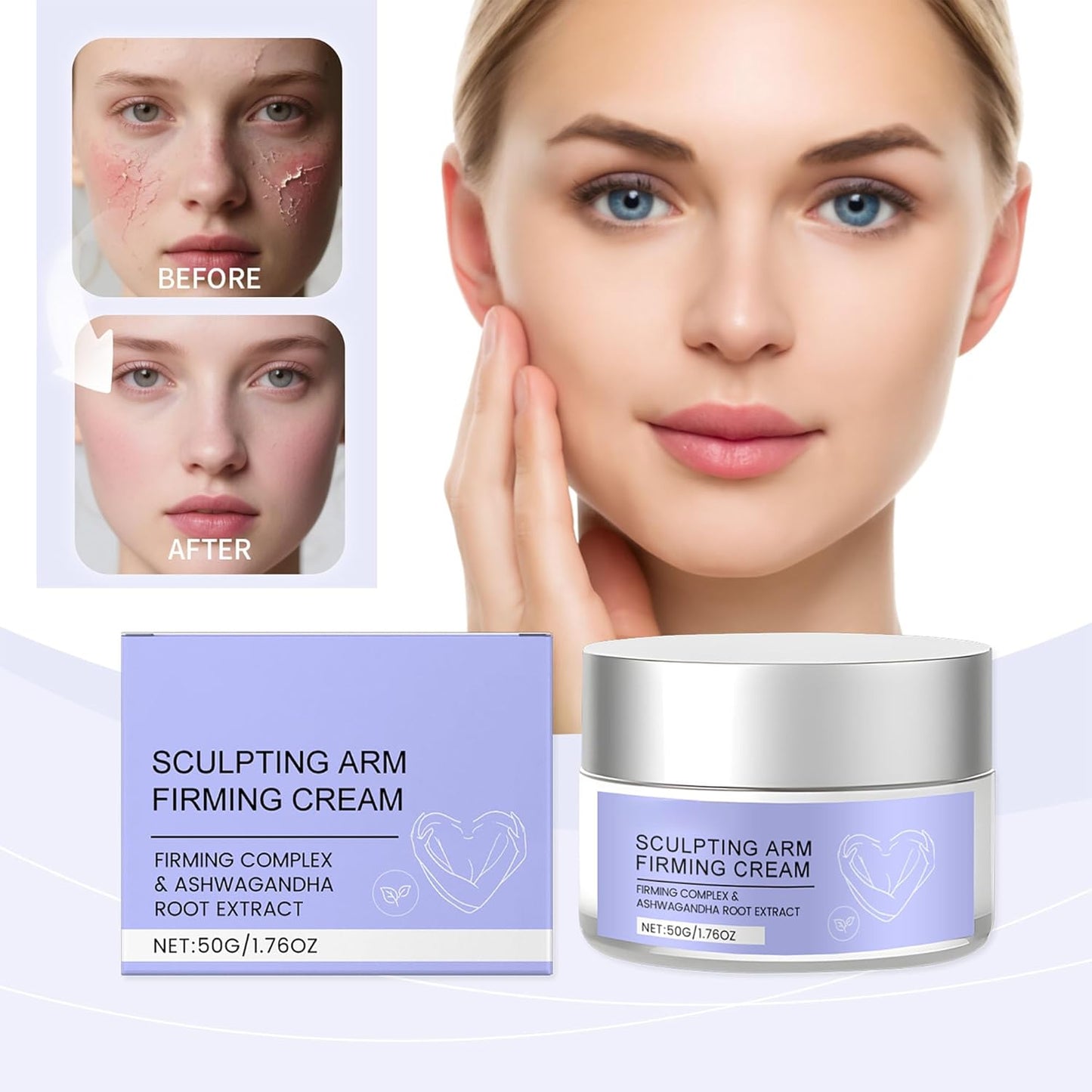 Arm Firming Cream, Face Moisturizing Cream, with Hyaluronic Acid & Retinol, Deeply Moisturizing & Firming & Lifting Skin, Lightening Wrinkles, Brightening Skin, 1.76 OZ, for All Skin Types.