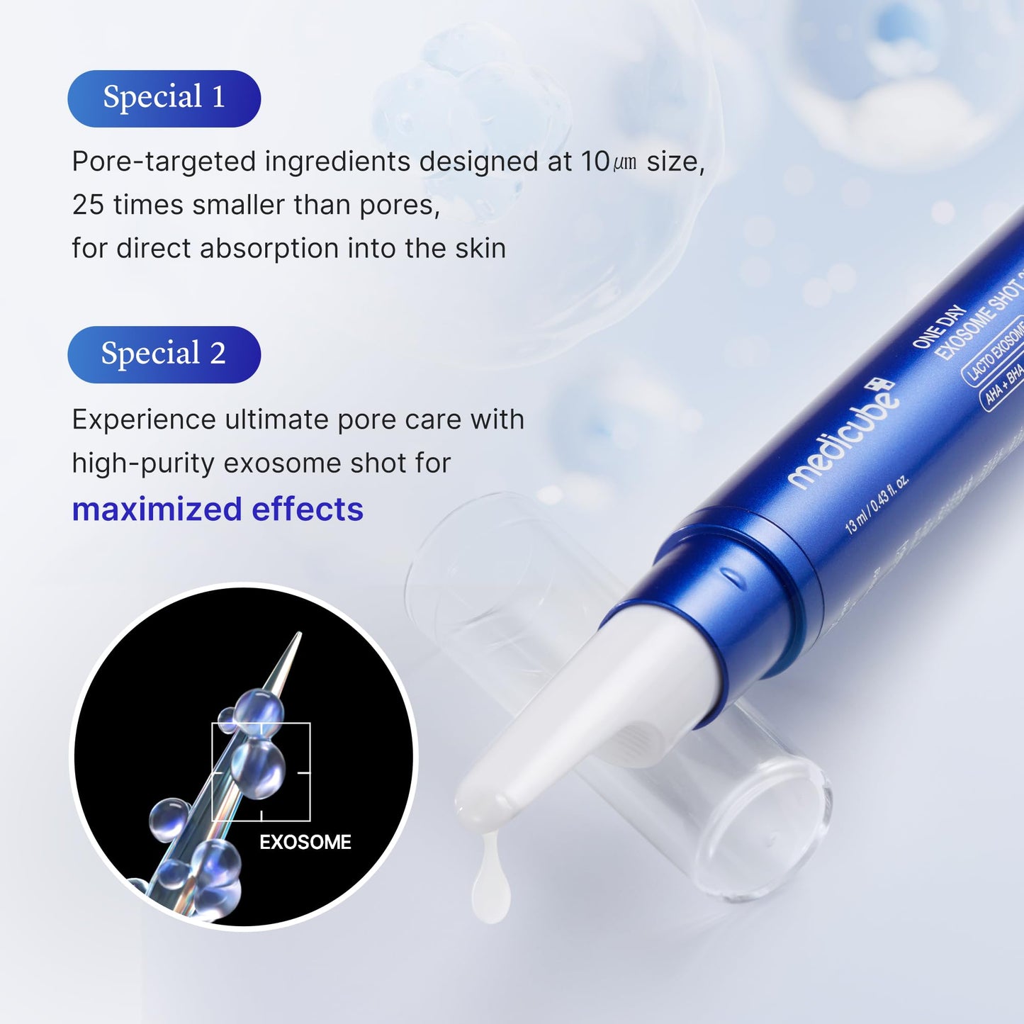 medicube Zero Exosome Shot 7,500 PPM Spicule Facial Serum | Liquid Skin Booster Serum | Exosome, AHA+BHA+PHA | Pore Care, Dead Skin Cells, Skin Texture | Korean Skin Care 1.01 fl.oz