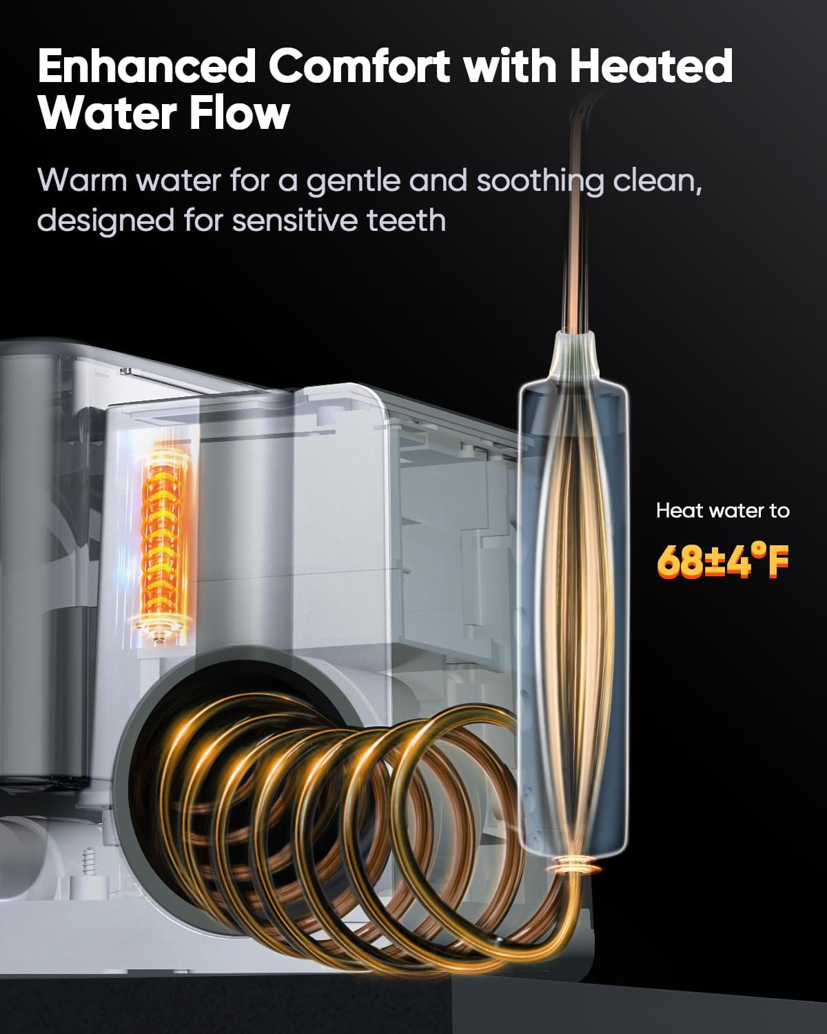 MySmile LP233 Pro UVC Sterilizable Countertop Water flossers for Teeth 800ML Digital Display Electric Oral Irrigator with a Water Filter 3 Modes and 6 Jet Tips (Lightning Silver)