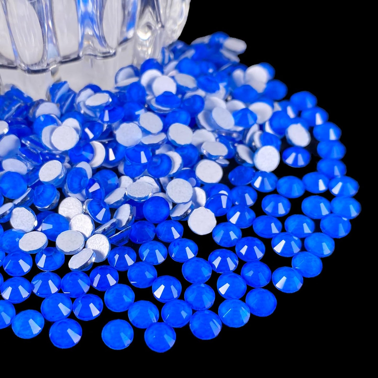 Flatback Glass Rhinestones,Bedazzler Gems 1440pcs Non Hotfix Crystal Rhinestones for Nail Charms Crafts Clothes Tumblers,Blue Neon,SS20