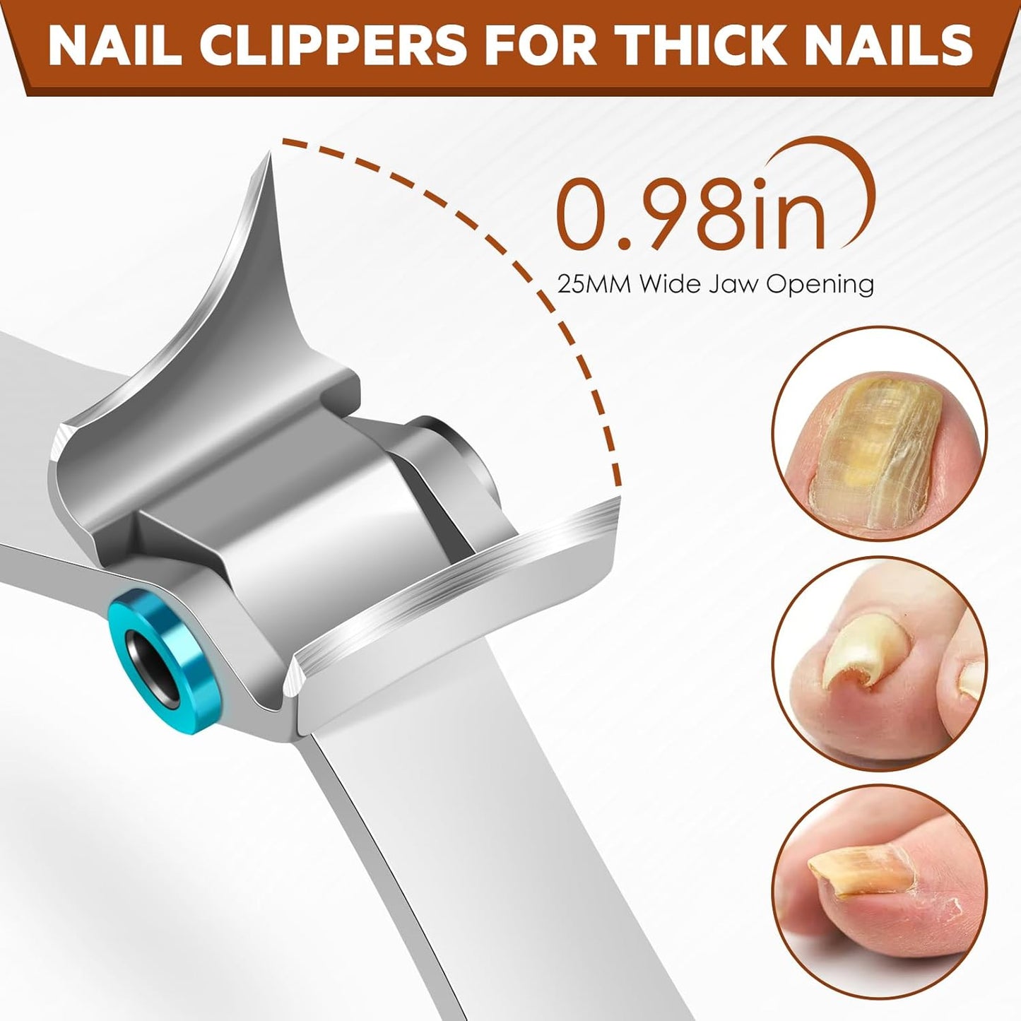 Toenail Clippers for Men Thick Toenails, Large Mens Toe Nail Clippers for Thick Nails for Seniors with Wide Opening, Heavy Duty Slanted Nail Clippers Fingernail Clipper with Long Handle Gifts for Men