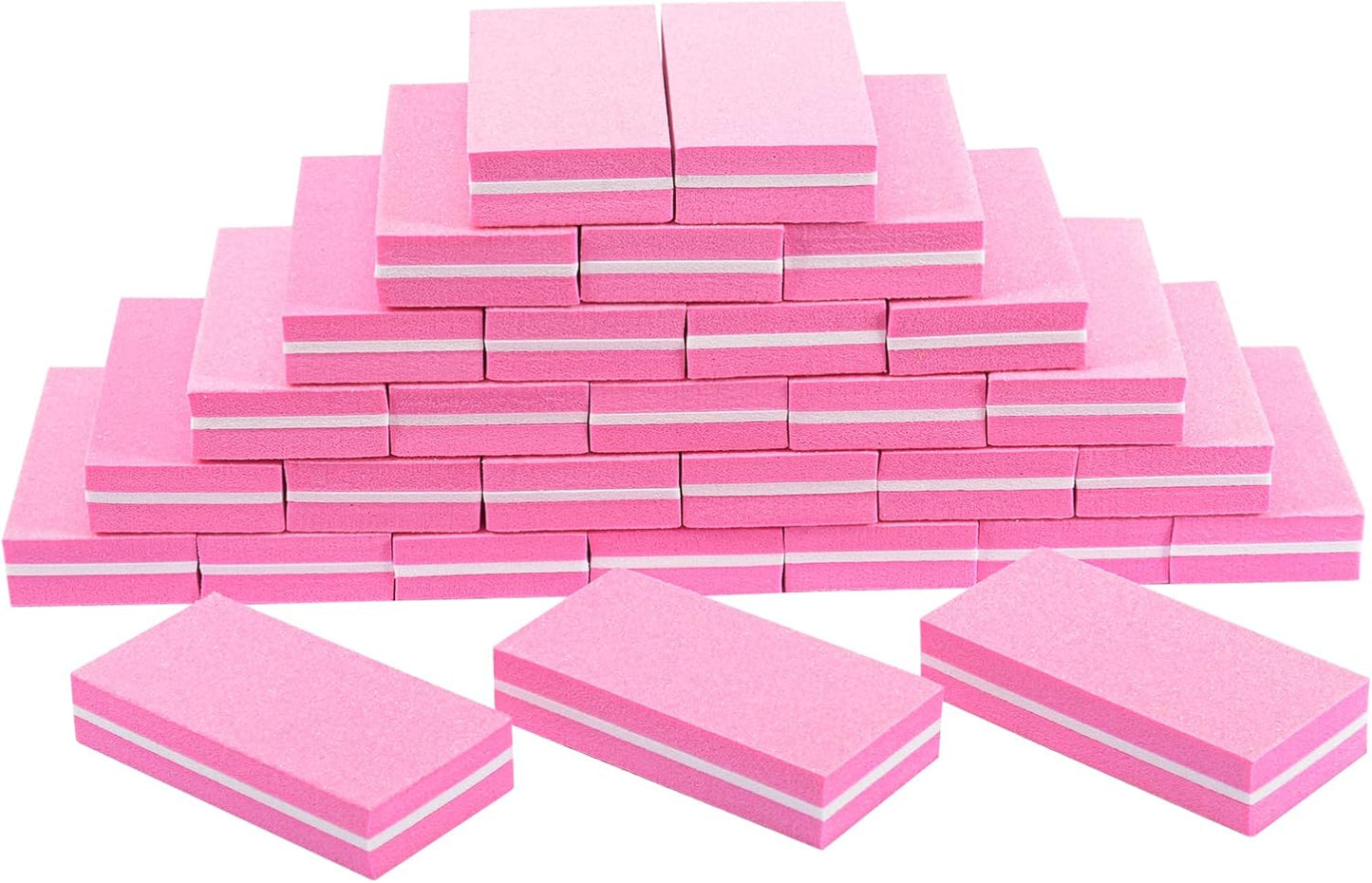 Buffer Block Nail File, 100/180 Grit Sponge Nail Buffers for Acrylic Nails, Mini Buffing Block Double Sided for Manicure Tools 30 Count - Pink
