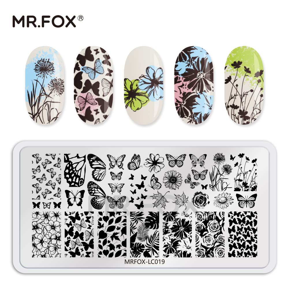 5PCS Nail Stamping Plates, Panda Teddy Bear Butterfly Coffee Pattern Stainless Steel Stencil, DIY Nail Art Template Tools