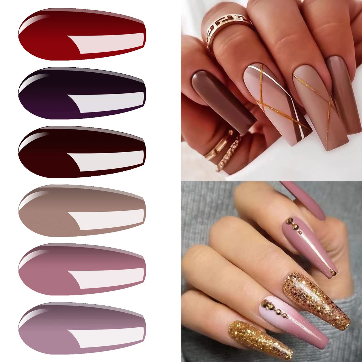 Gel Nail Polish Starter Kit - Vishine 6 Corals Colors Gel Polish Set Base Top Coat, 36W LED Nail Dryer Lamp with Full DIY Gel Manicure Nail Tools 8ml #C022