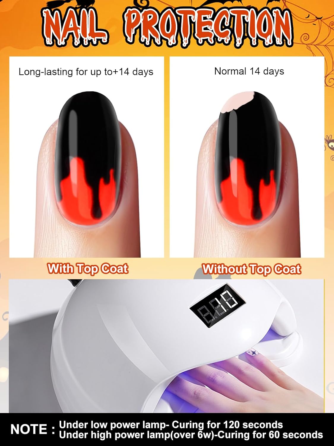 EBANKU 24Pcs Semi-Cured Gel Nail Strips, Halloween Y2K Nail Gel Polish Strips Real Nail Polish Art Stickers Wraps Easy Apply for Salon-Quality Manicure with Nails File and Nails Stick (Spooky Blood)