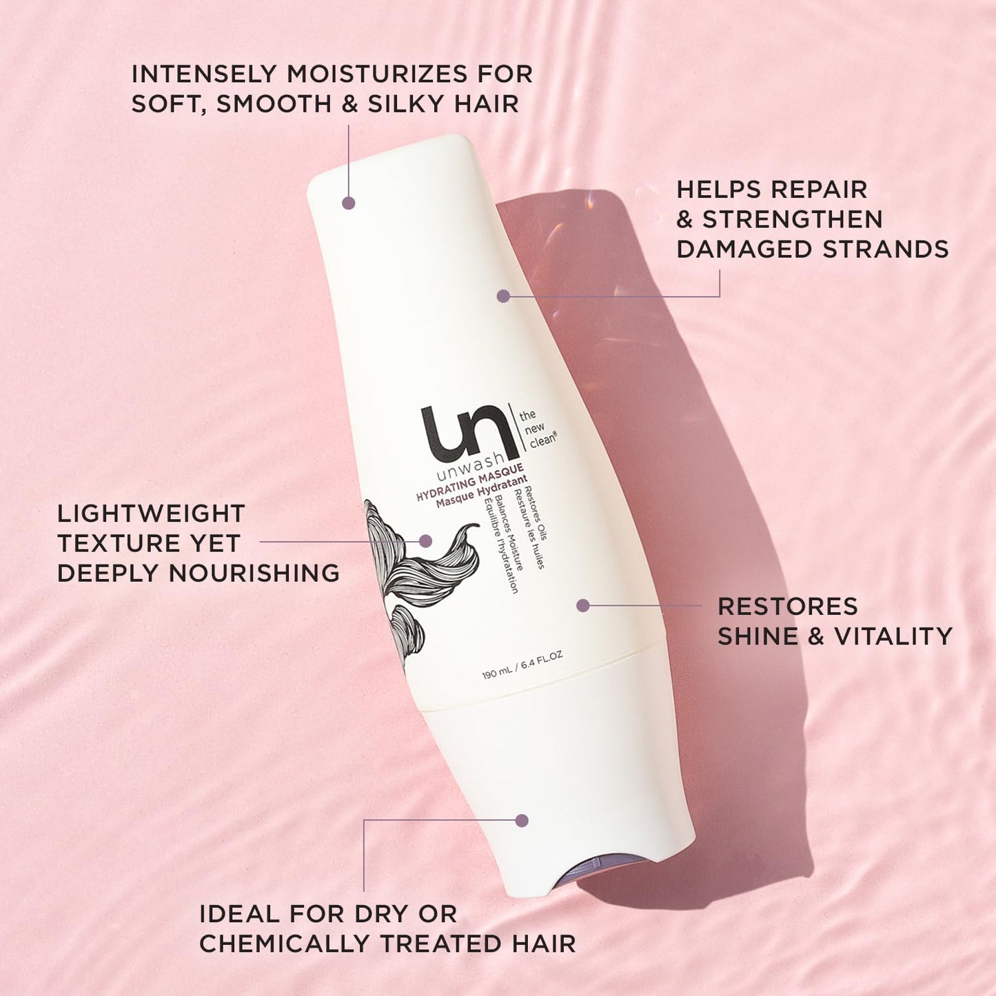 unwash Hydrating Hair Masque - Deep Conditioning & Restorative Hair Treatment for Damaged, Dry & Colored Hair, Sulfate & Paraben Free, Made w/Argan and Coconut Oils, 13.5 Fl Oz