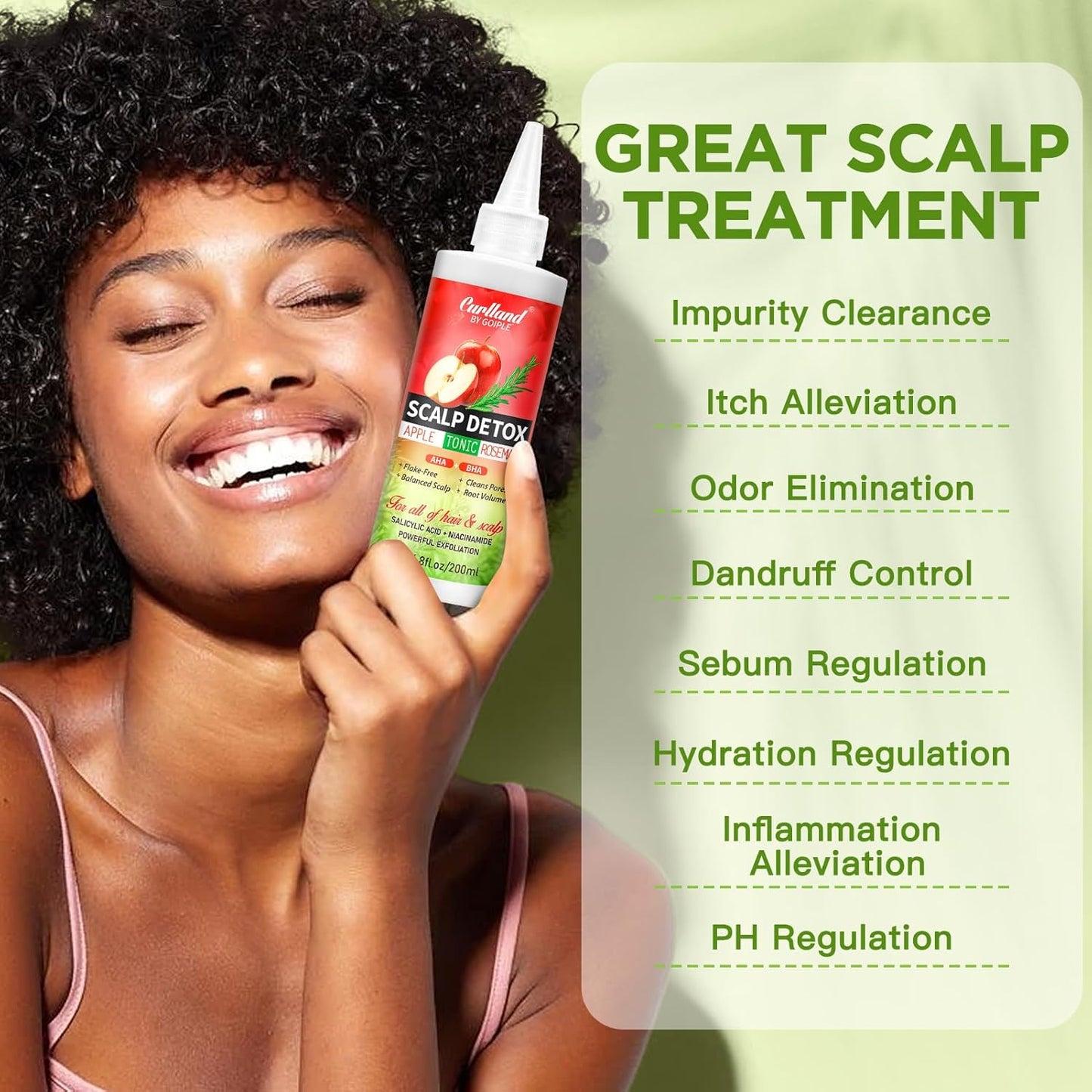 Rosemary & Apple Scalp Exfoliating Tonic - Scalp Detox Serum Deep Cleansing & Clarifying Treatment for Buildup, Dry Flaky Scalps - Soft Silicone Hair Scalps Massager Shampoo Brush for All Hair Types