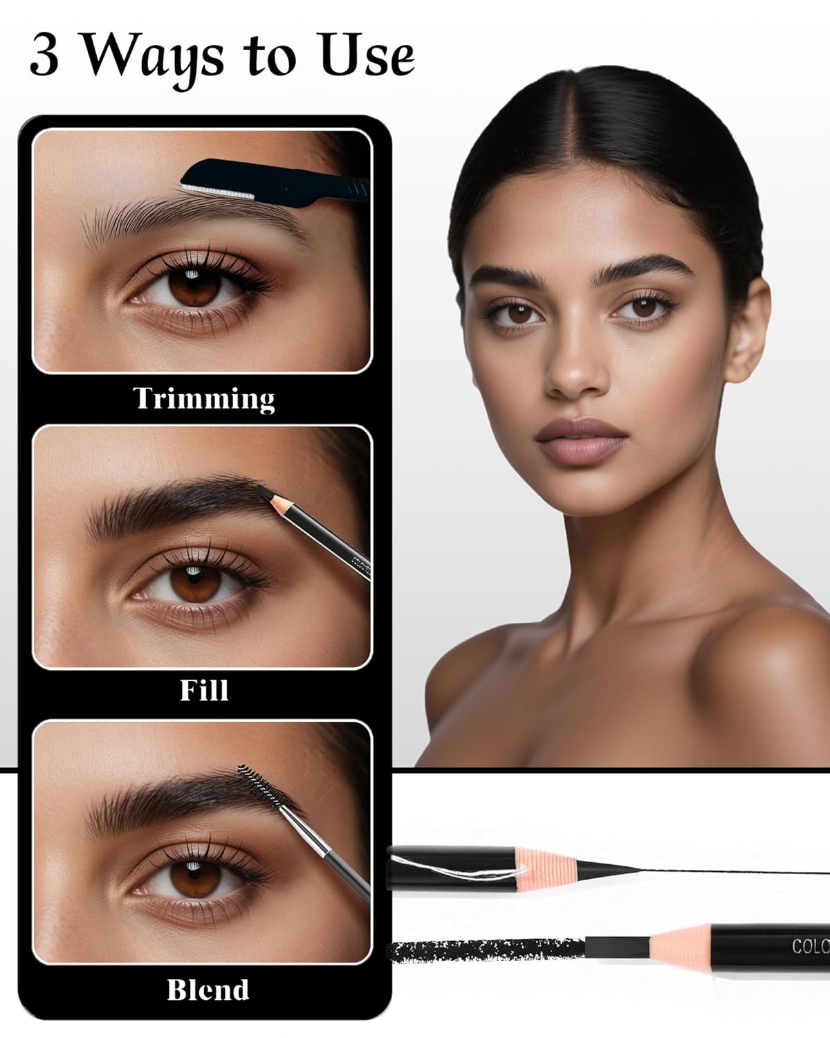 12 Piece Black Waterproof Eyebrow Pencils for Women w/Microblading Eyebrow Pencil & Brow Trimming Supplies Kit Permanent Eye Brow Liners Set For Salon-Quality Shaping & Filling Of Marks