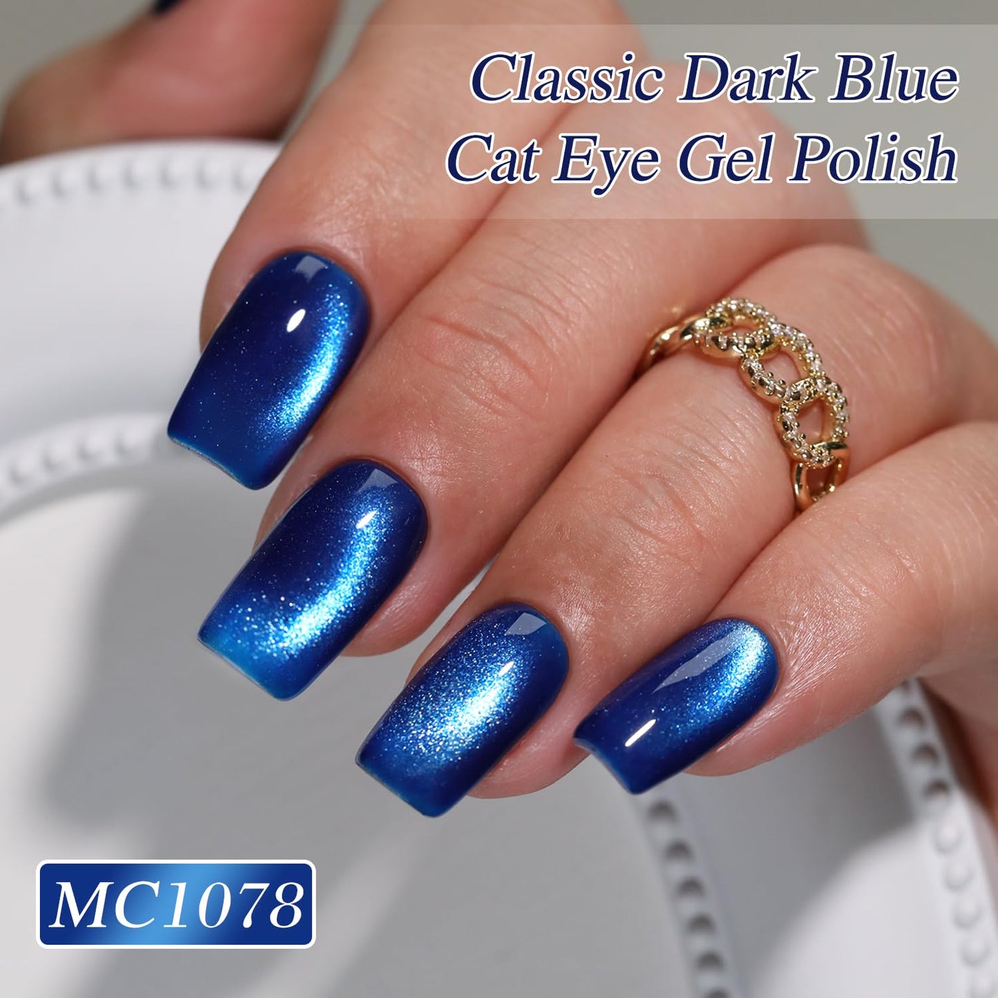 Double Rhythm 0.5 OZ Cat Eye Gel Polish with Magnet 15ML Holographic Glitter Shimmer Translucent Jelly Color Magnetic Nail Polish Salon DIY at Home (MC1078)