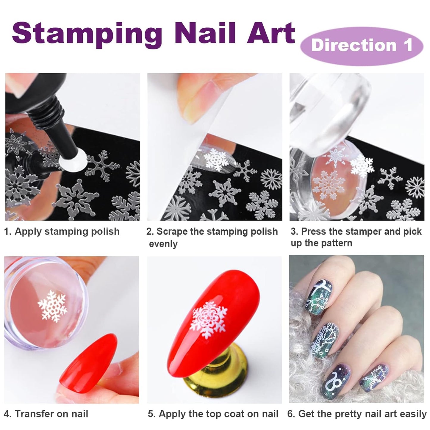 Nail Stamper Nail Art Brushes - French Tip Nail Stamp Clear Nail Art Stamper Jelly with Scraper, 3pcs Nail Pen Brushes, Soft Silicone Stamper Printer DIY French Tip Nail Stamping (3Pcs)