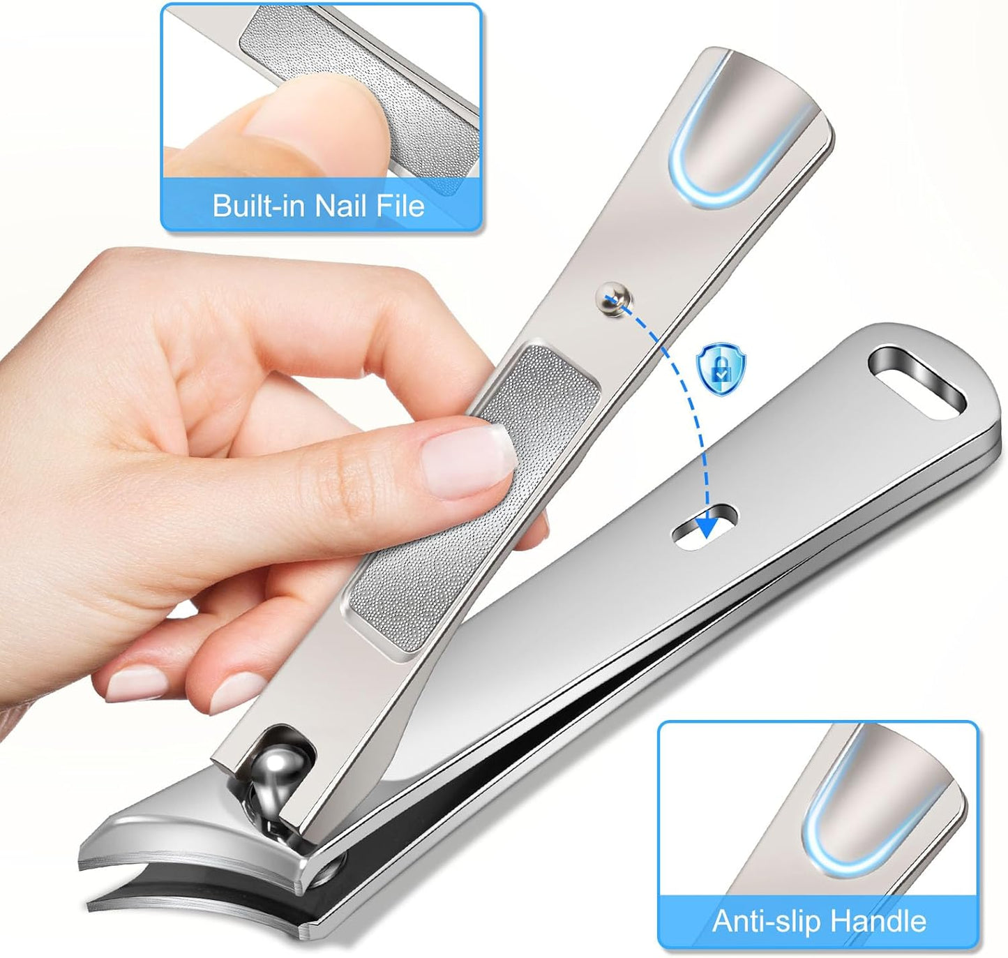Toenail Clippers for Thick Toenails for Seniors, Angled Head Large Toe Nail Clippers for Thick Nails for Men, Heavy Duty Slanted Nail Clippers with Wide Jaw, Sliver