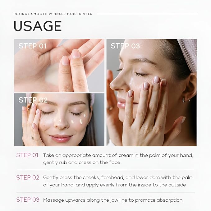 Retinol Cream for Face, Anti Aging Face Moisturizer with Hyaluronic Acid, Rapid Wrinkle Repair, Day & Night Cream Serum for Women, Reduce Fine Lines, Wrinkles & Dark Spots 1.06oz, 2Pack