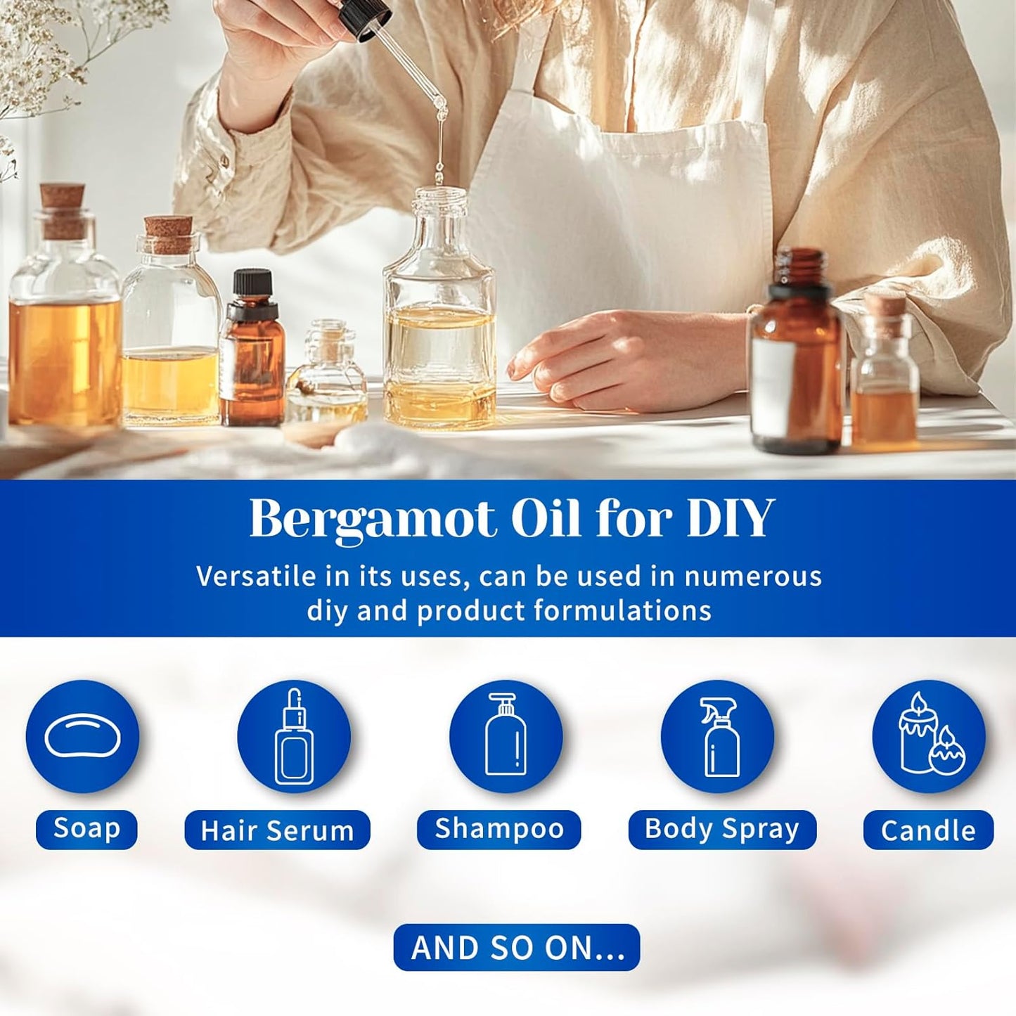 HIQILI Bergamot Essential Oil for Diffuser, Skin, Hair, DIY, 100% Pure & Natural - 16 Fl Oz (500 mL)