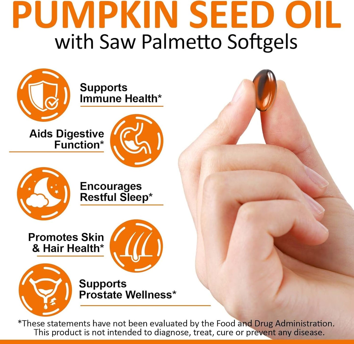 Pumpkin Seed Oil Capsules - Rich in Saw Palmetto Extract and Zinc and Essential Fatty Acids, 1000mg 300 Softgels, Promotes Hair Growth, Supports Urinary Tract, Bladder and Prostate Health