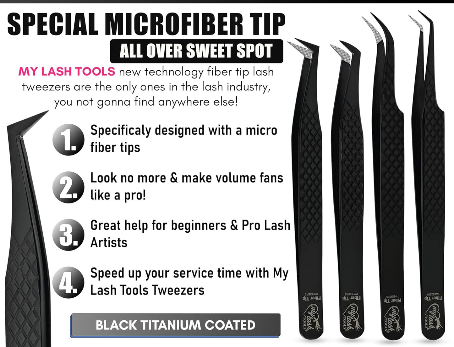 Fiber Tip Lash Tweezers Eyelash Extension Tweezers for Lash Extensions Precision Boot Volume Lash Tweezers Japanese Steel Curved Isolation Tweezer Set fiber grip tweezers (Black, 5pcs)