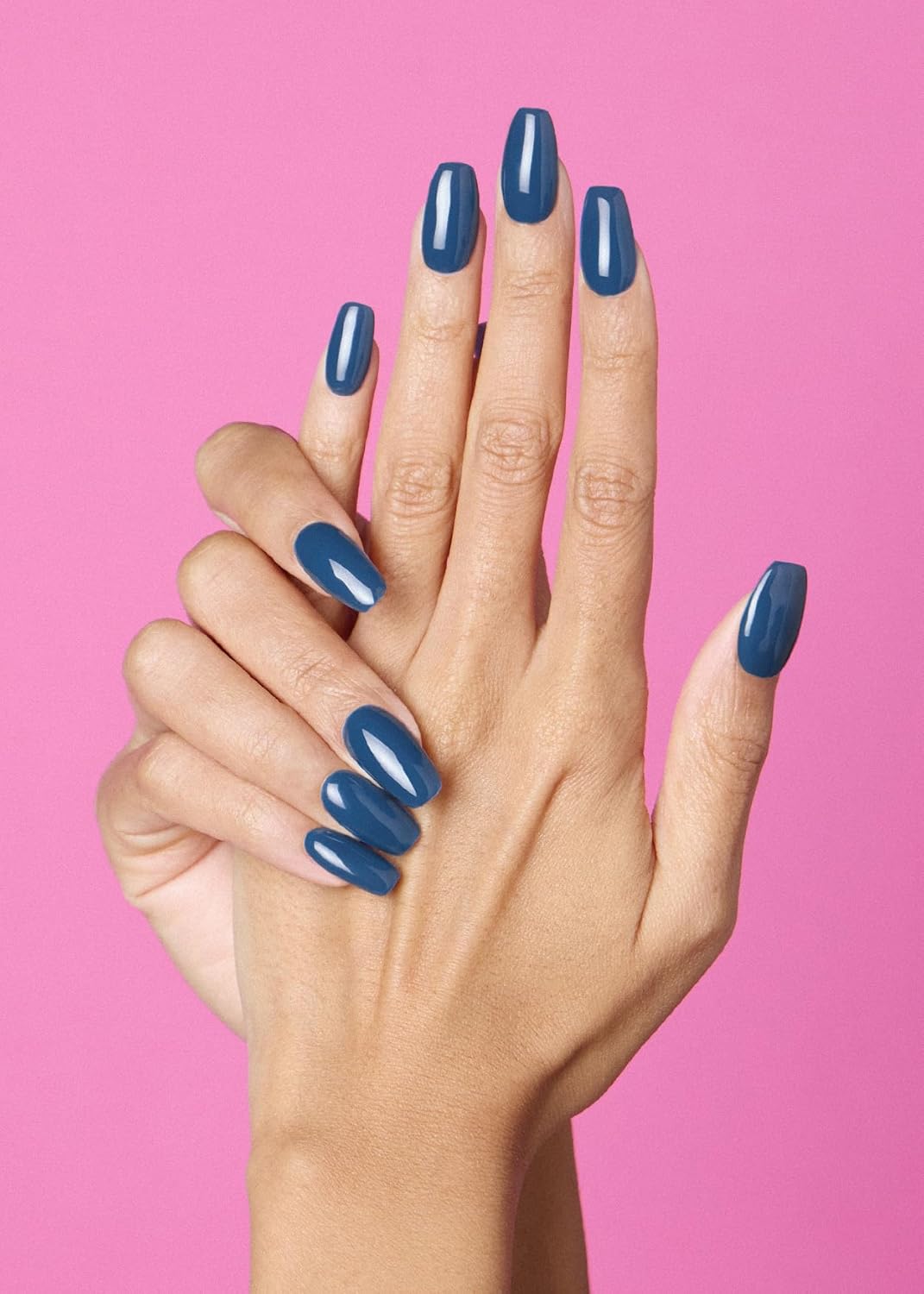 ohora Semi Cured Gel Nail Strips (N Cream Indigo) - Blue, Solid, Works with Any UV/LED Lamps, Salon-Quality, Long Lasting, Easy to Apply & Remove - Includes 2 Prep Pads, Nail File & Wooden Stick