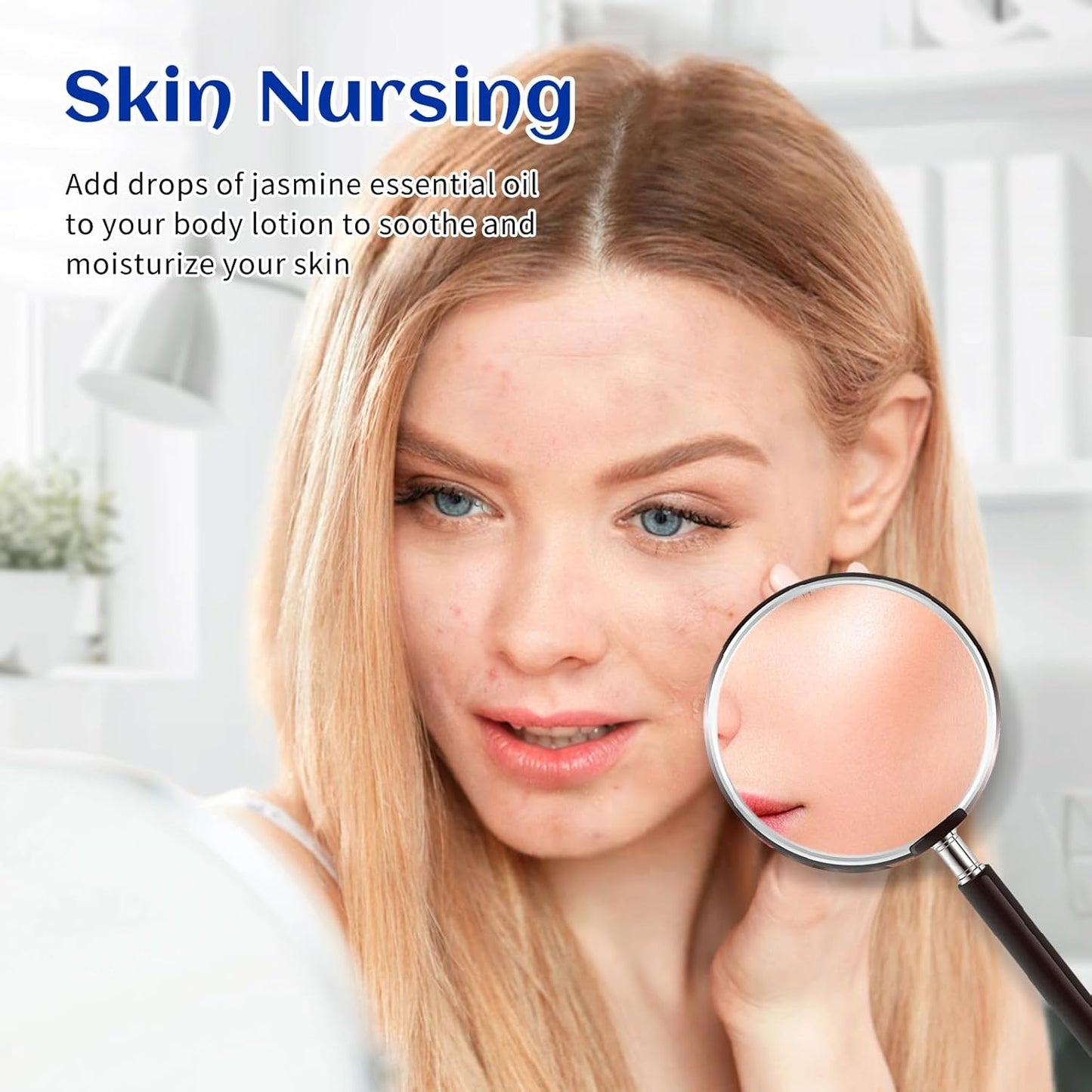 HIQILI Jasmine Essential Oil, Pure & Natural Jasmine Oil for Diffuser, Perfume, Shampoo, Aromatherapy