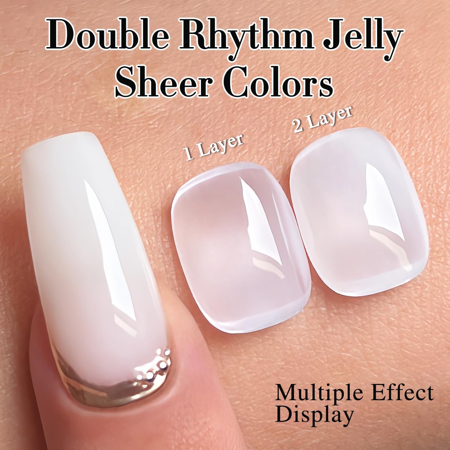 Double Rhythm Translucent Gel Polish Sheer Neutral Natural Light Milky Same Color Same Bottle 15ML Jelly Nail Polish Nail Art DIY at Home (Milky White-A1367)