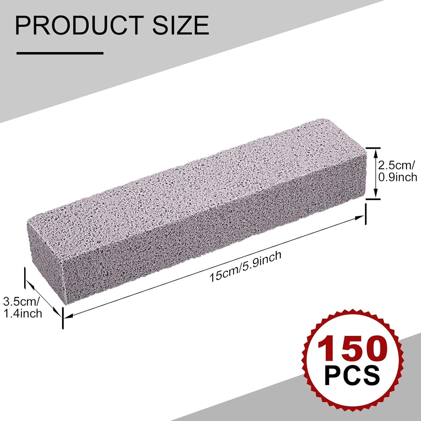 Chinco 150 Packs Pumice Stick for Cheaning, Pumice Scouring Stone Pad Removing Stain Grime Without Leaving Scratches for Kitchen Oven Stove Home Bathroom Toilet Pool House Cleaning Supplies
