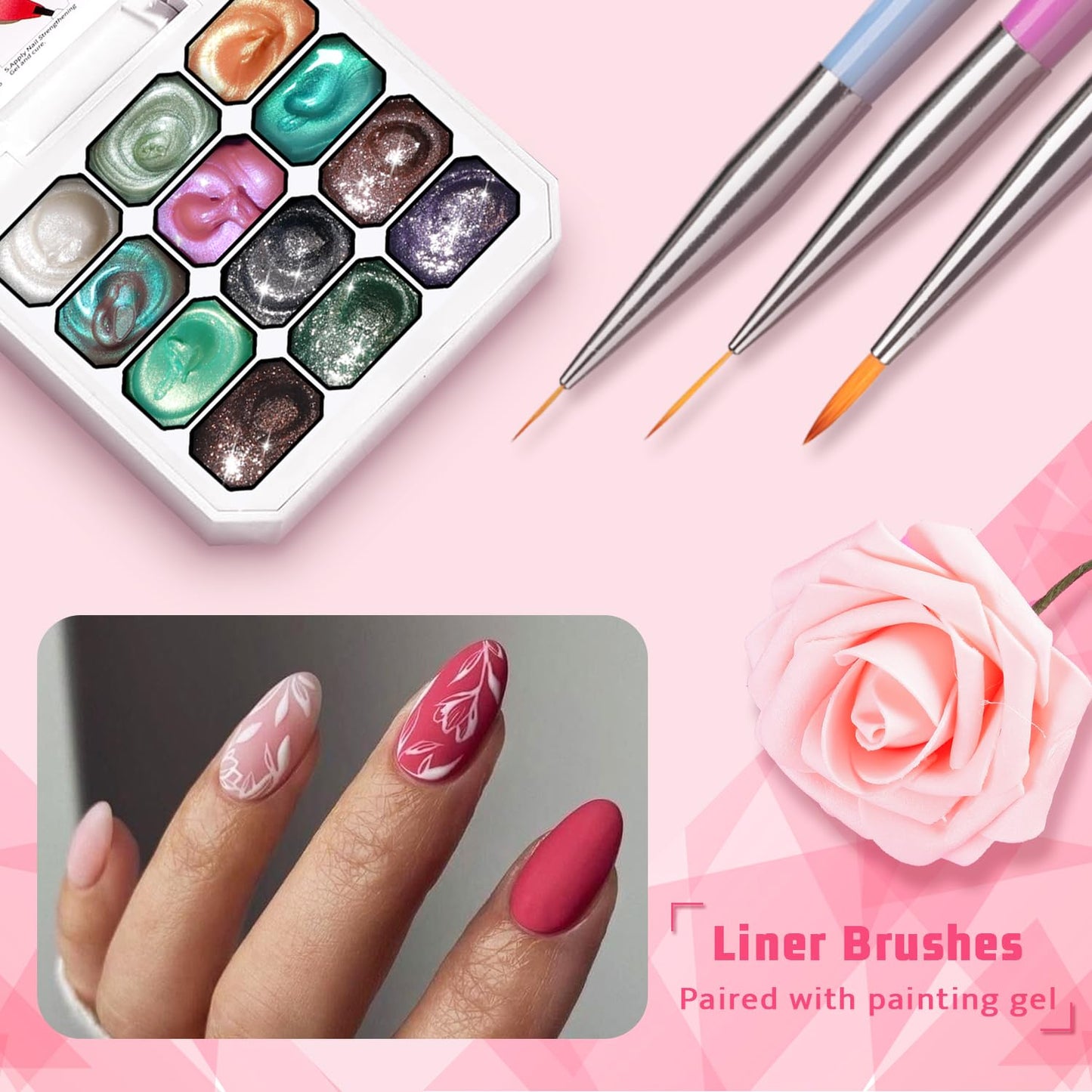 Sponge Pat Paint Nail Gel, Ombre Nails Gradient Gel Nail Blush Blooming Aura Nails Drawing Stripper Floral Painting DIY Nail Art, No Wipe, UV/LED Curing (12 Colors i)