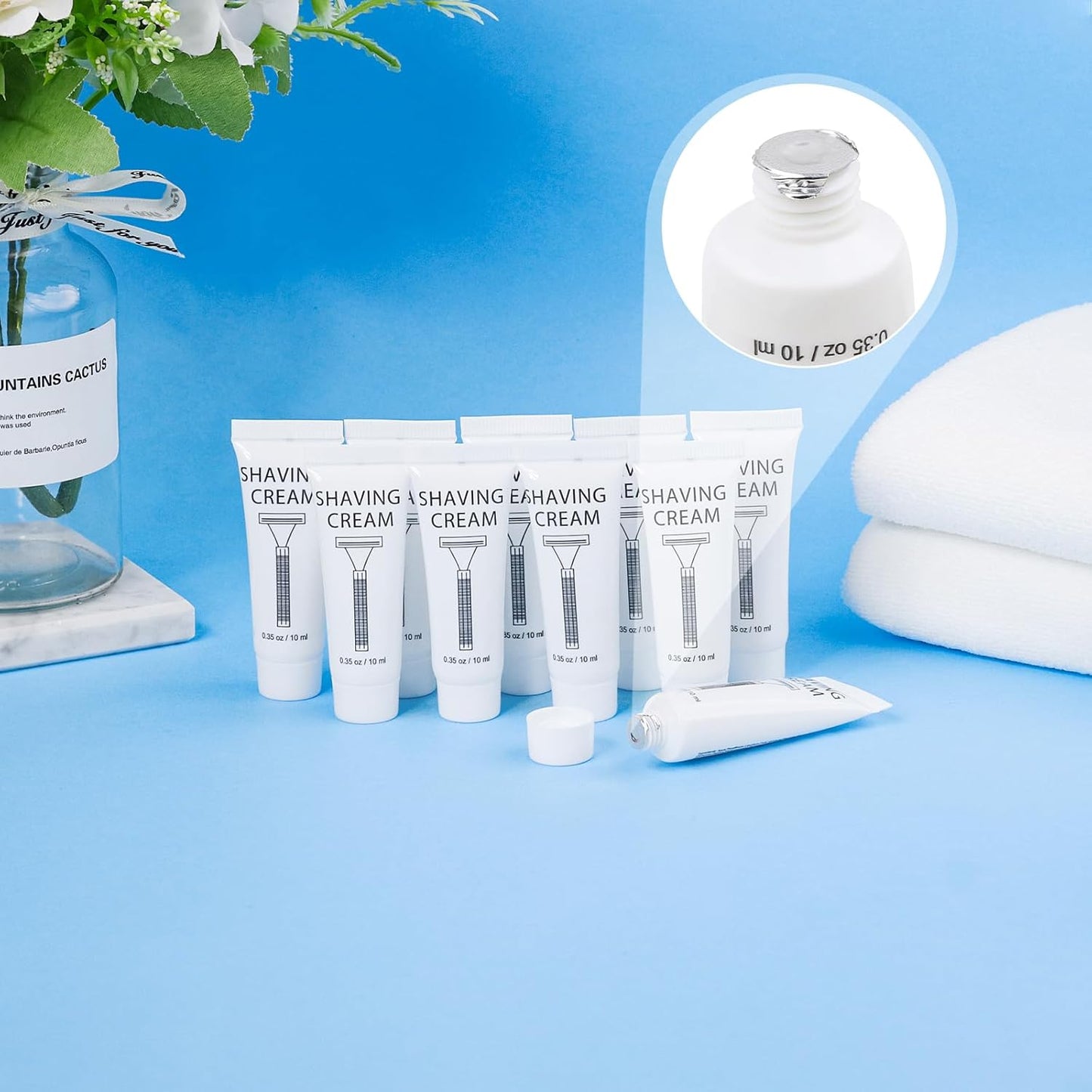 Pack of 300 Disposable Shaving Cream Bulk, Individually Wrapped, 10g/0.35 oz, Travel Size Hotel Toiletries Amenities
