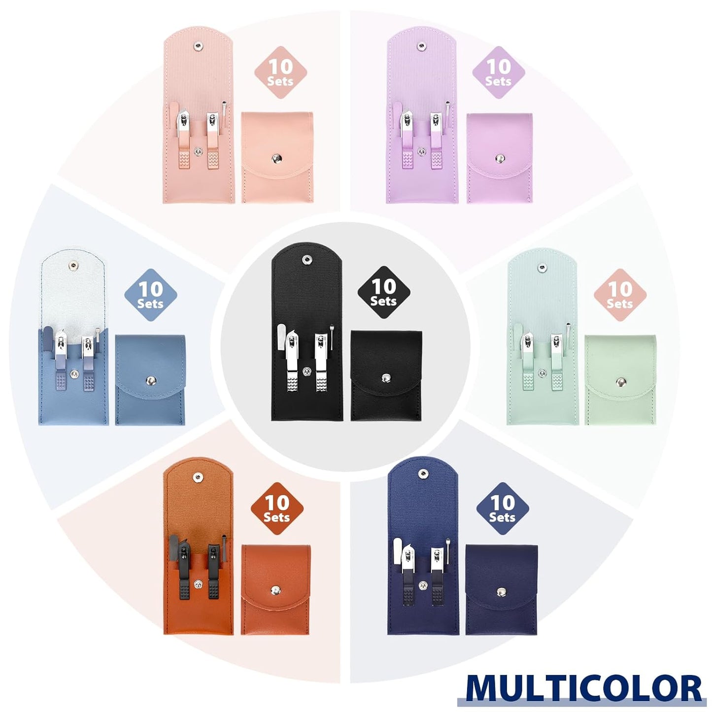 70 Set Manicure Set Bulk Professional Nail Care Kit Nail Clippers Kit Stainless Steel Pedicure Set with Travel Case Multicolor Portable Grooming Kits Gifts for Men Women (4 in 1,2.7x3.75'')